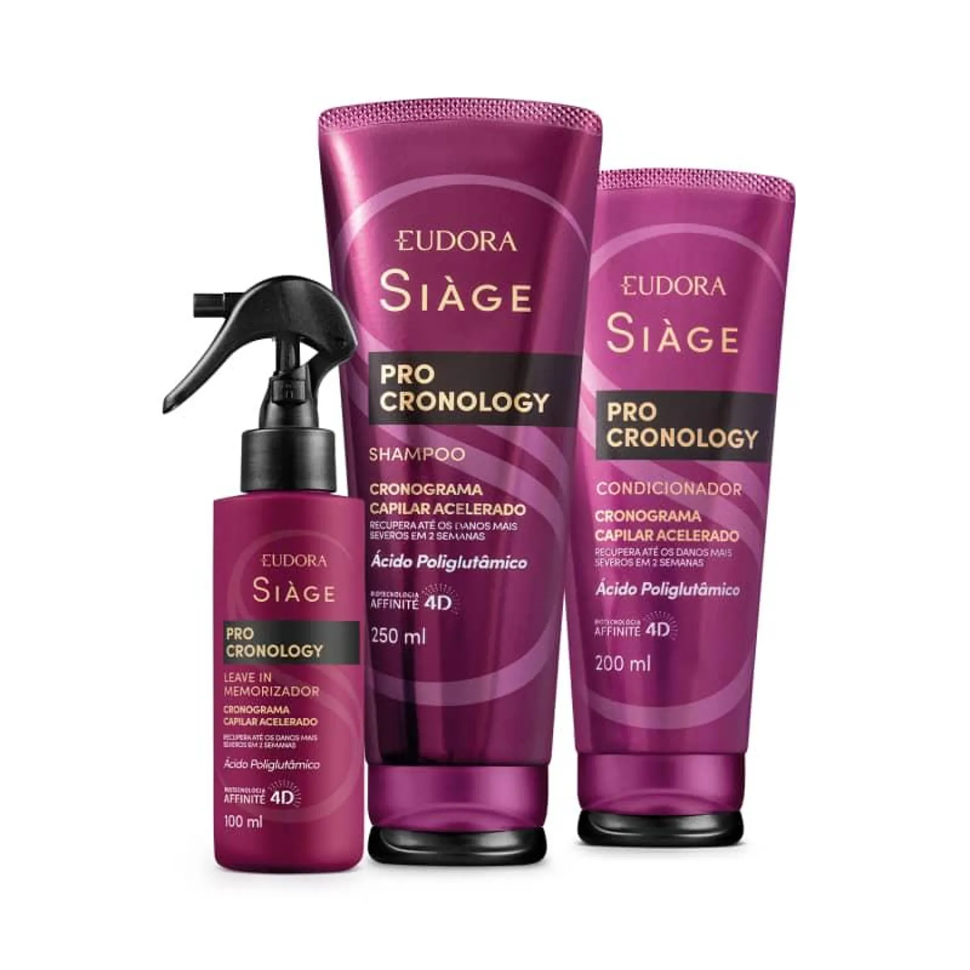 Combo Siàge Pro Cronology: Shampoo 250ml + Condicionador 200ml + Leave In Memorizador 100ml