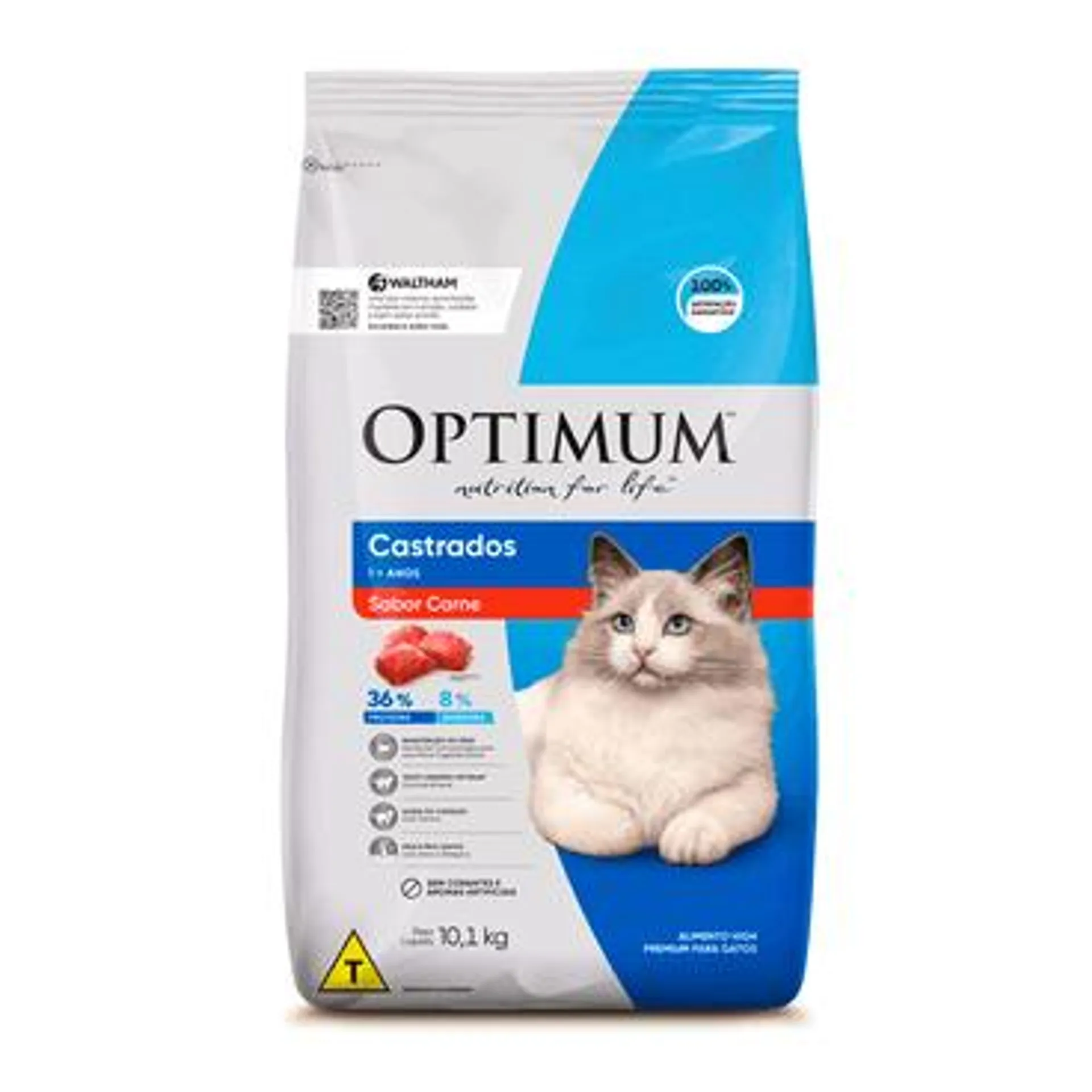 Ração Optimum para Gatos Adultos Castrados Carne 10,1 kg