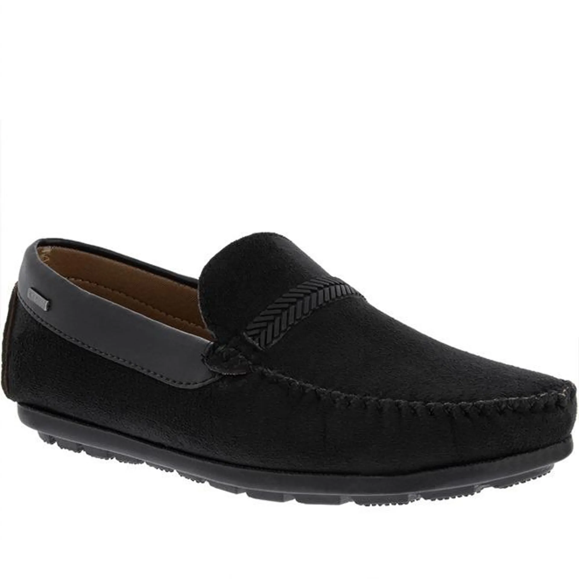 Mocassim Woche Listra Recortes Camurça Preto