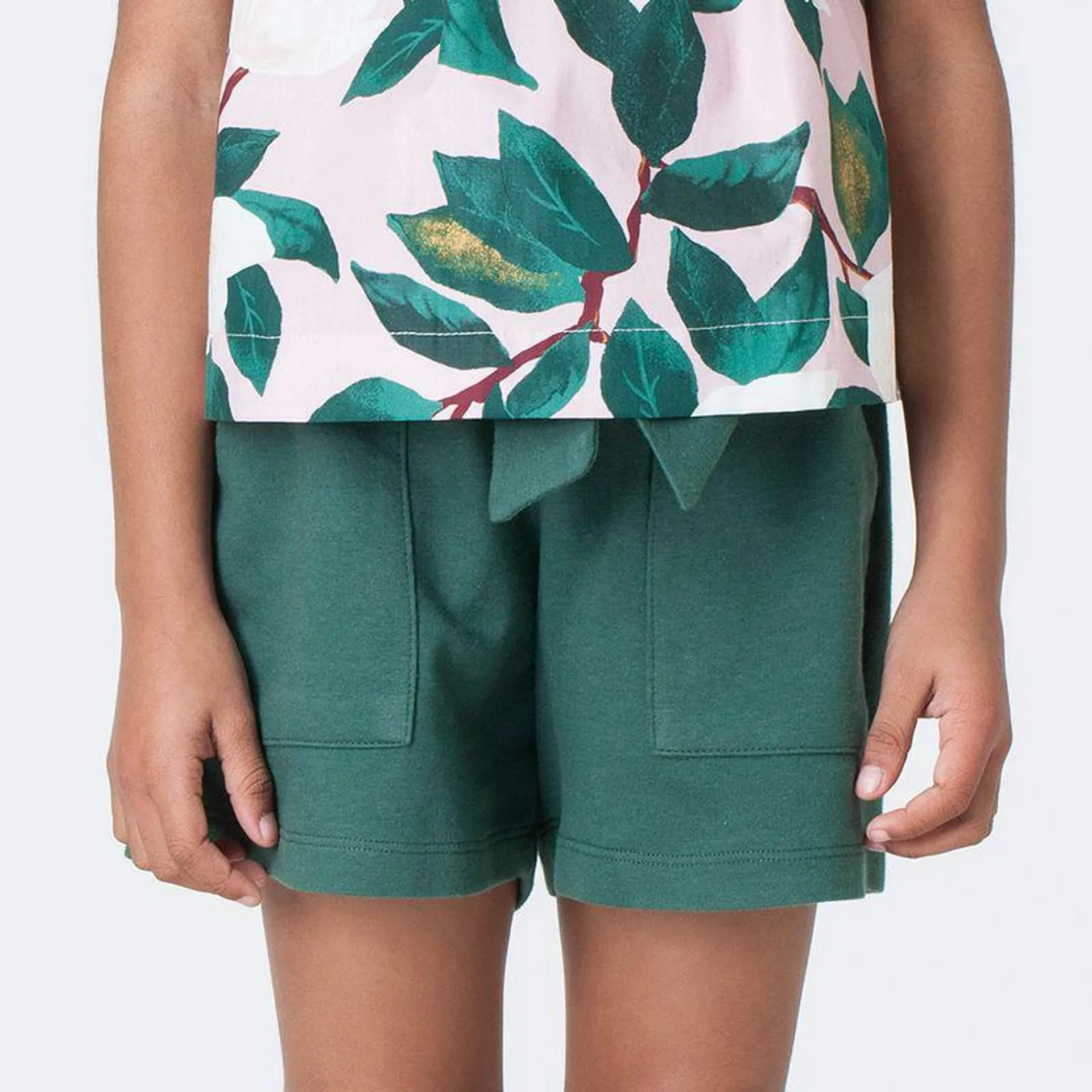 Short Infantil Menina Campestre Verde