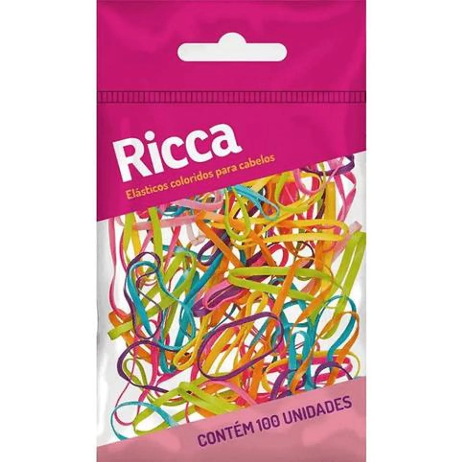 Elásticos Coloridos para Cabelos Ricca com 100 Unidades