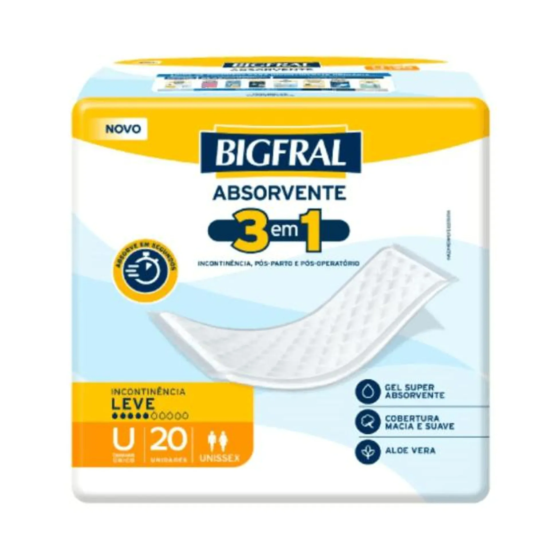 Absorvente Geriátrico Bigfral 3 em 1 - 20 unidades