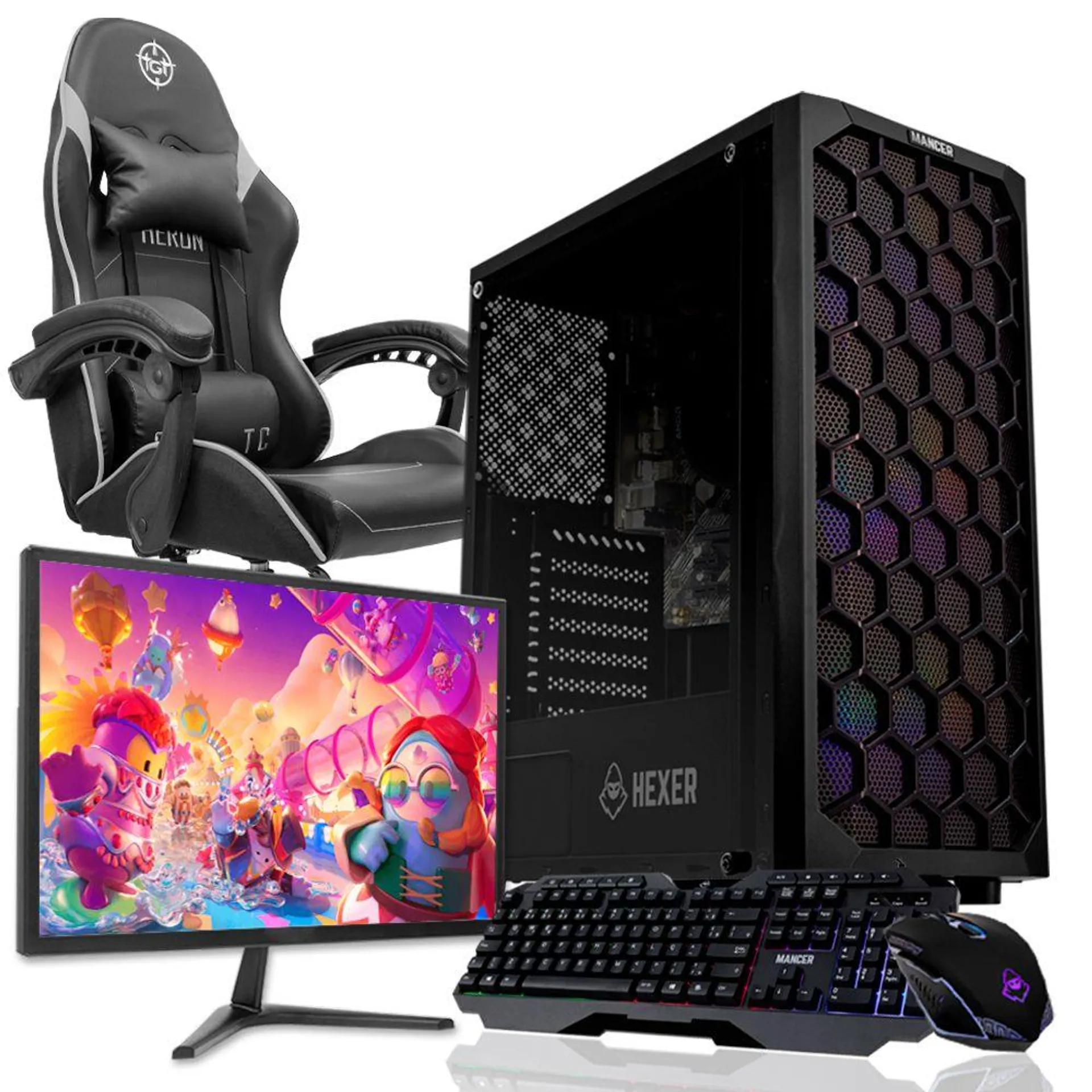 Computador Completo Mancer Gamer Kvasir III, AMD Ryzen 7 5700G, 16GB DDR4, SSD M.2 480GB + Cadeira Gamer + Monitor + Kit Periféricos