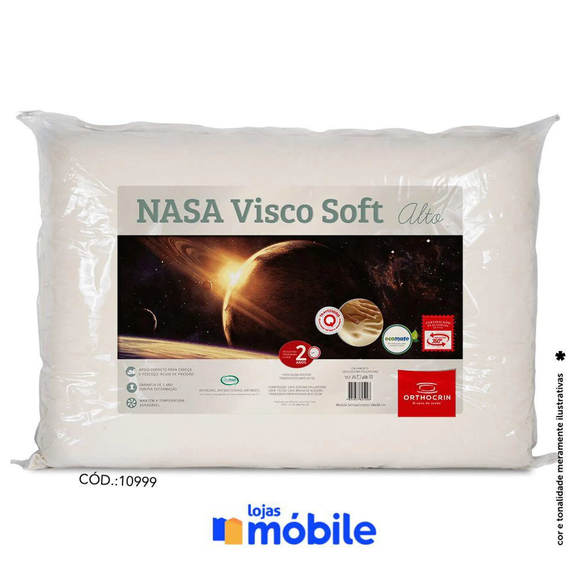 Travesseiro NASA VISCO 48X68X15 Orthocrin (10999)