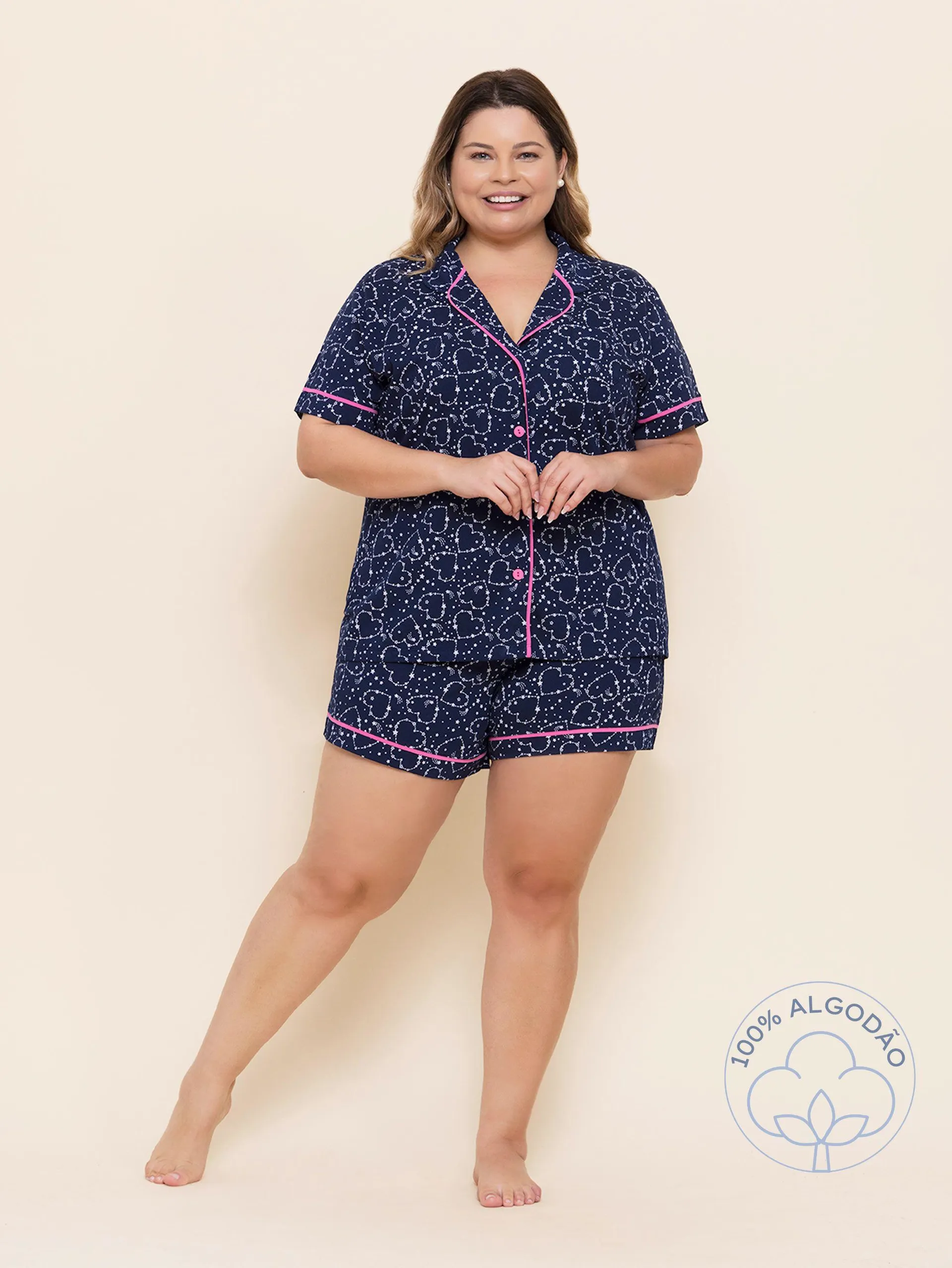 Short Doll Plus Size Manga Curta Cosmic Heart