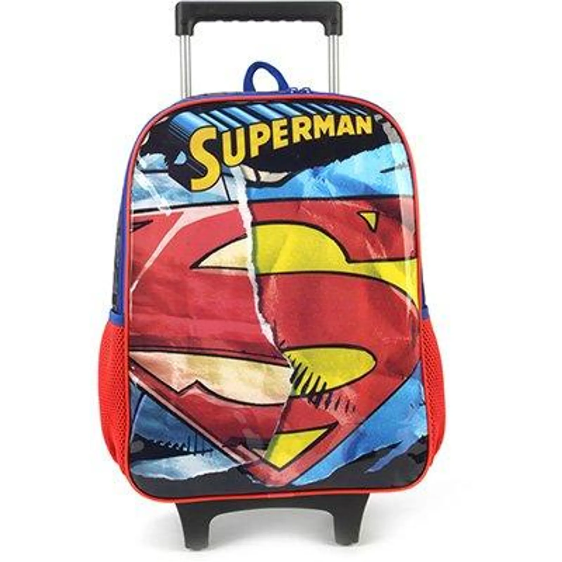 Mochila Escolar Infantil de Rodinhas DC Superman em Poliéster Luxcel - PT 1 UN