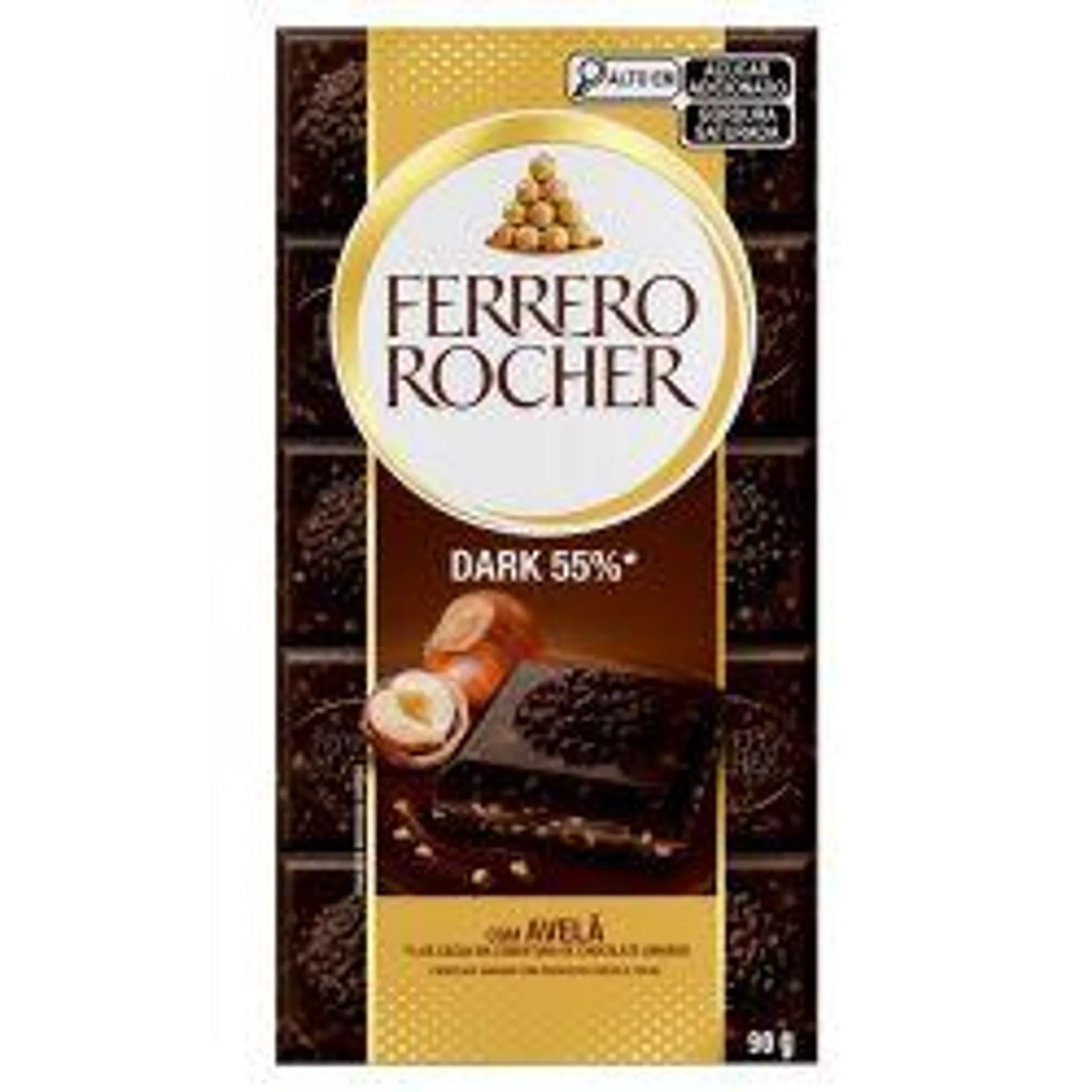 Chocolate Polonês Amargo Com Recheio De Avelã E Cacau Cobertura Dark 55% Ferrero Rocher Cartucho 90g