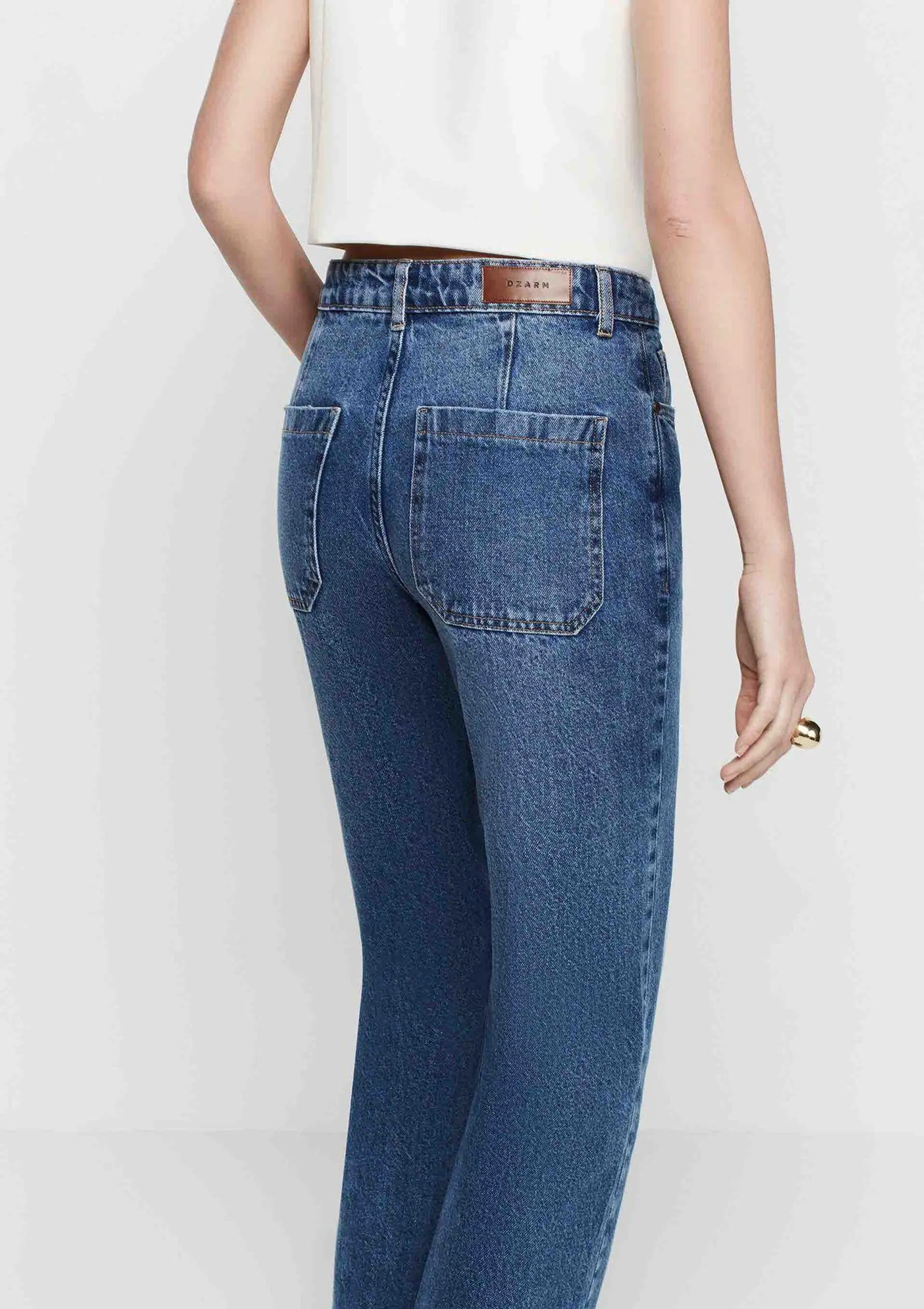 Calça Jeans Wide Leg Slim Cintura Alta - Azul