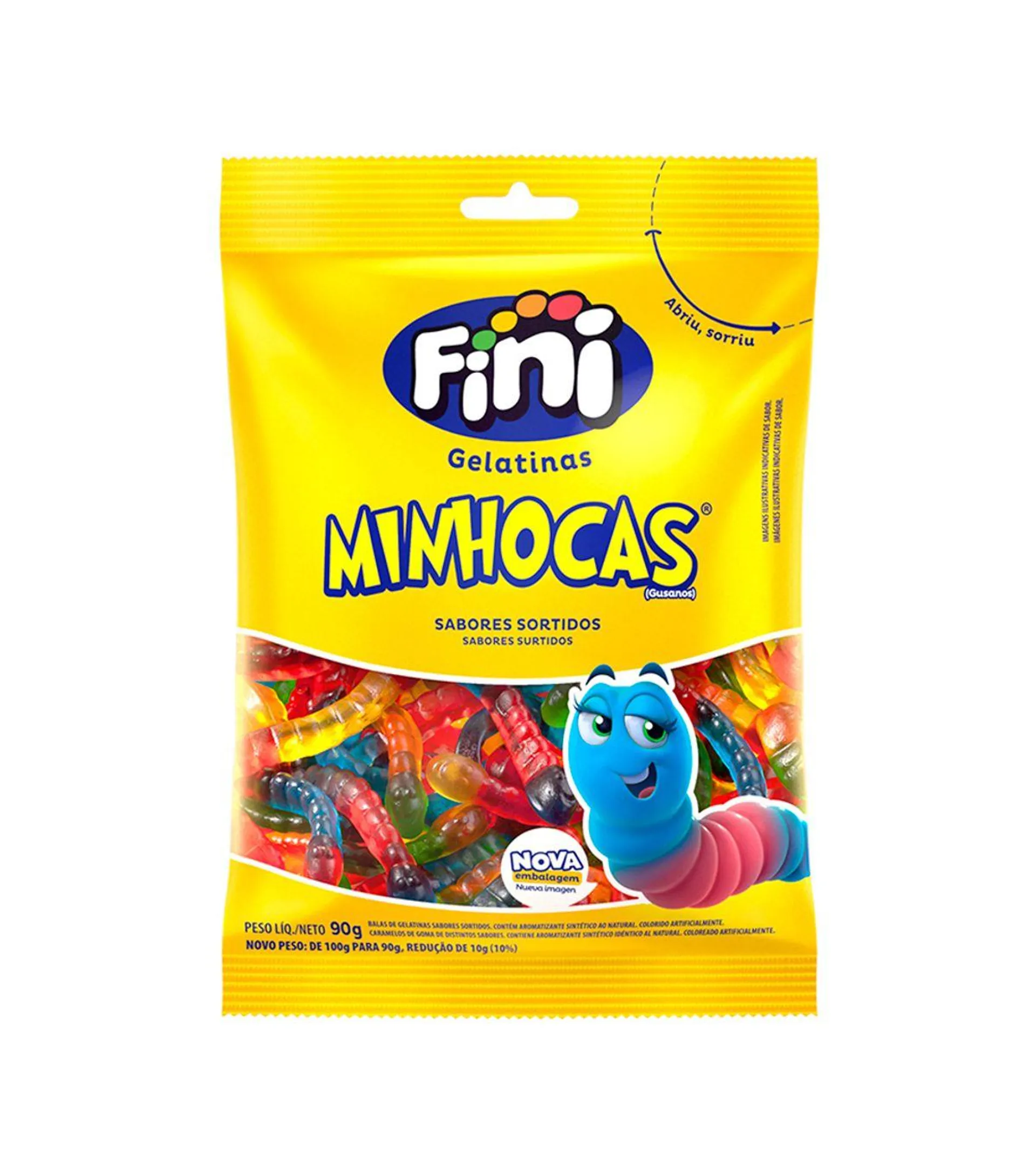 Fini Gelatina 90gr Minhocas Brilho