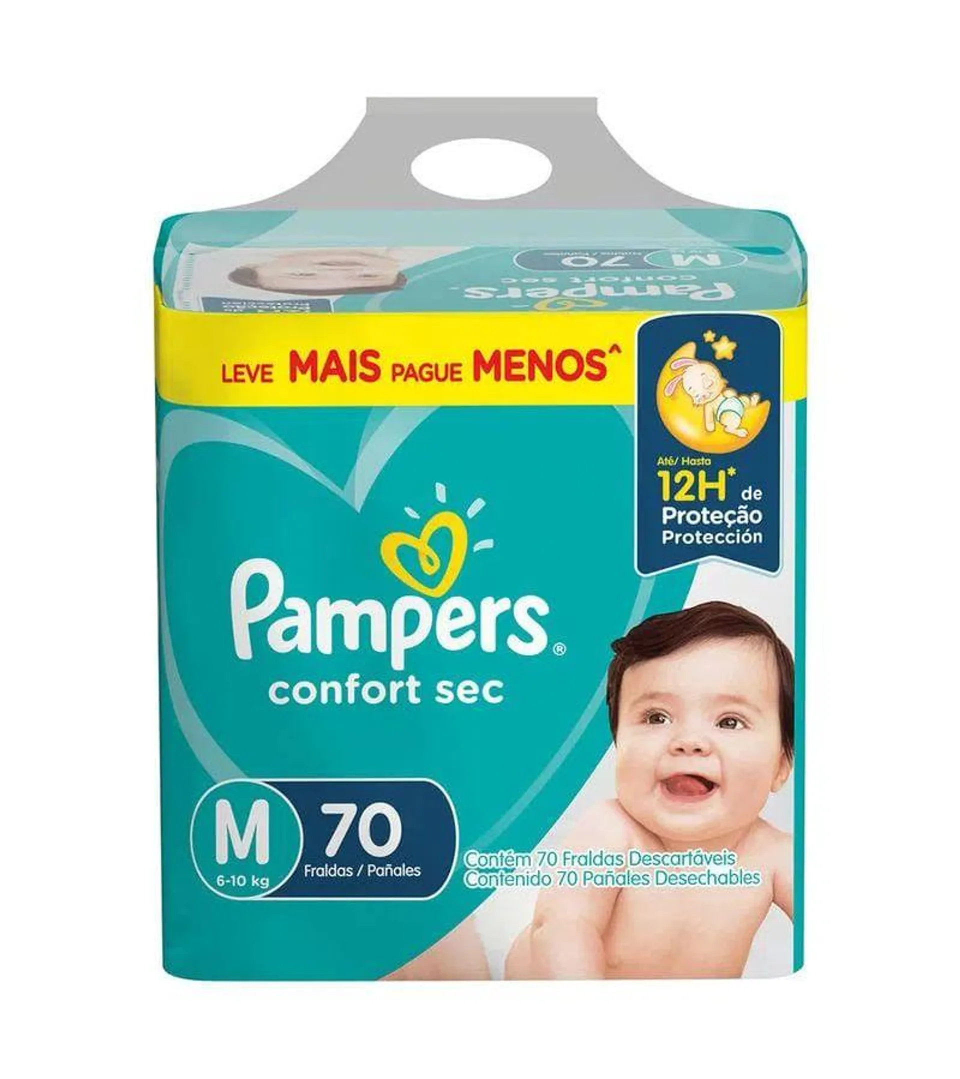 Fralda Pampers Confort Sec M Super Com 70 Unidades Fortebag