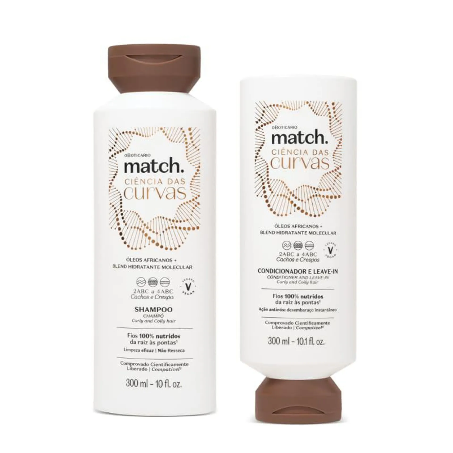 Combo Match Ciência das Curvas: Shampoo 300ml + Condicionador E Leave-In 300ml