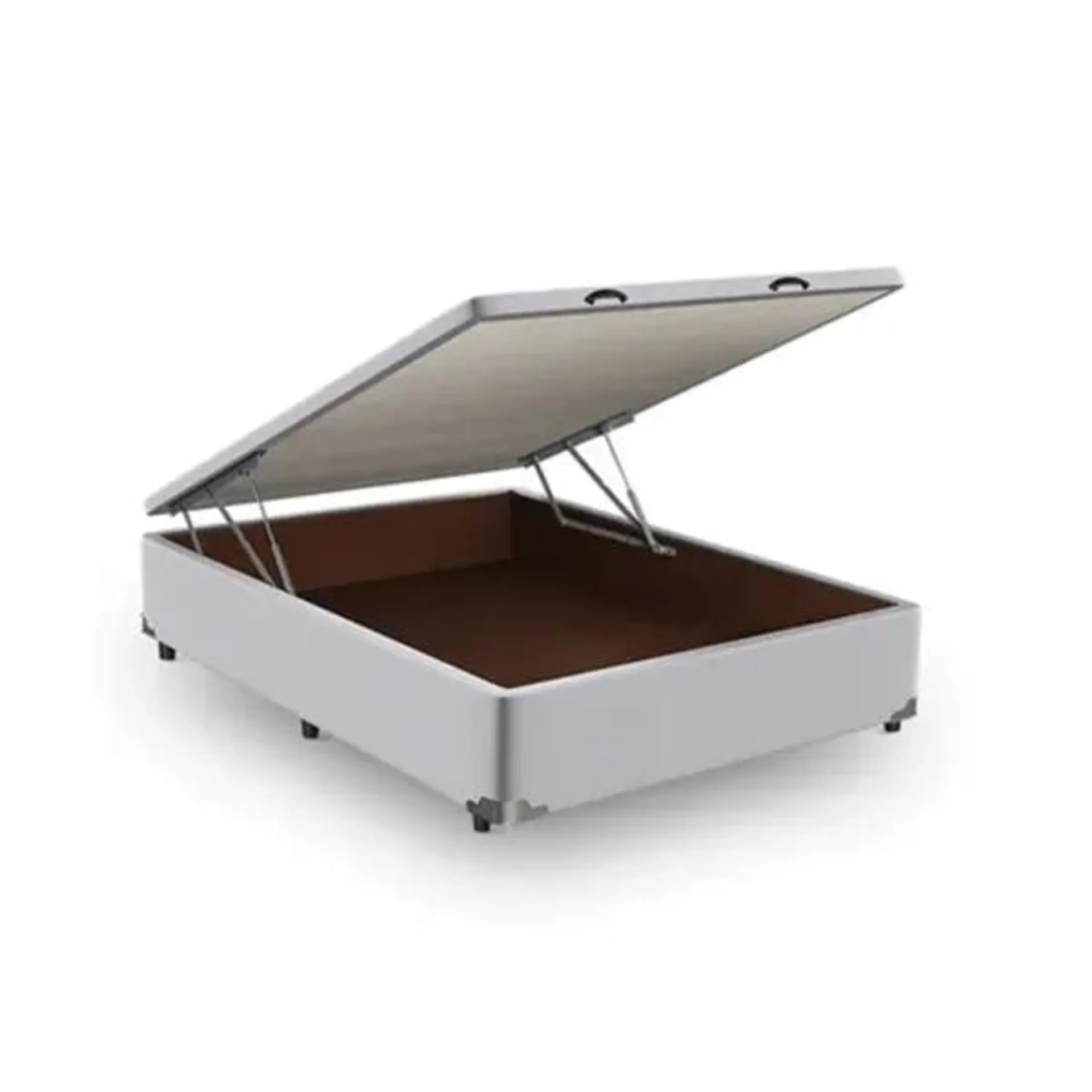 BASE CAMA BOX COM BAÚ ABERTURA FRONTAL VELUDO ALUMÍNIO