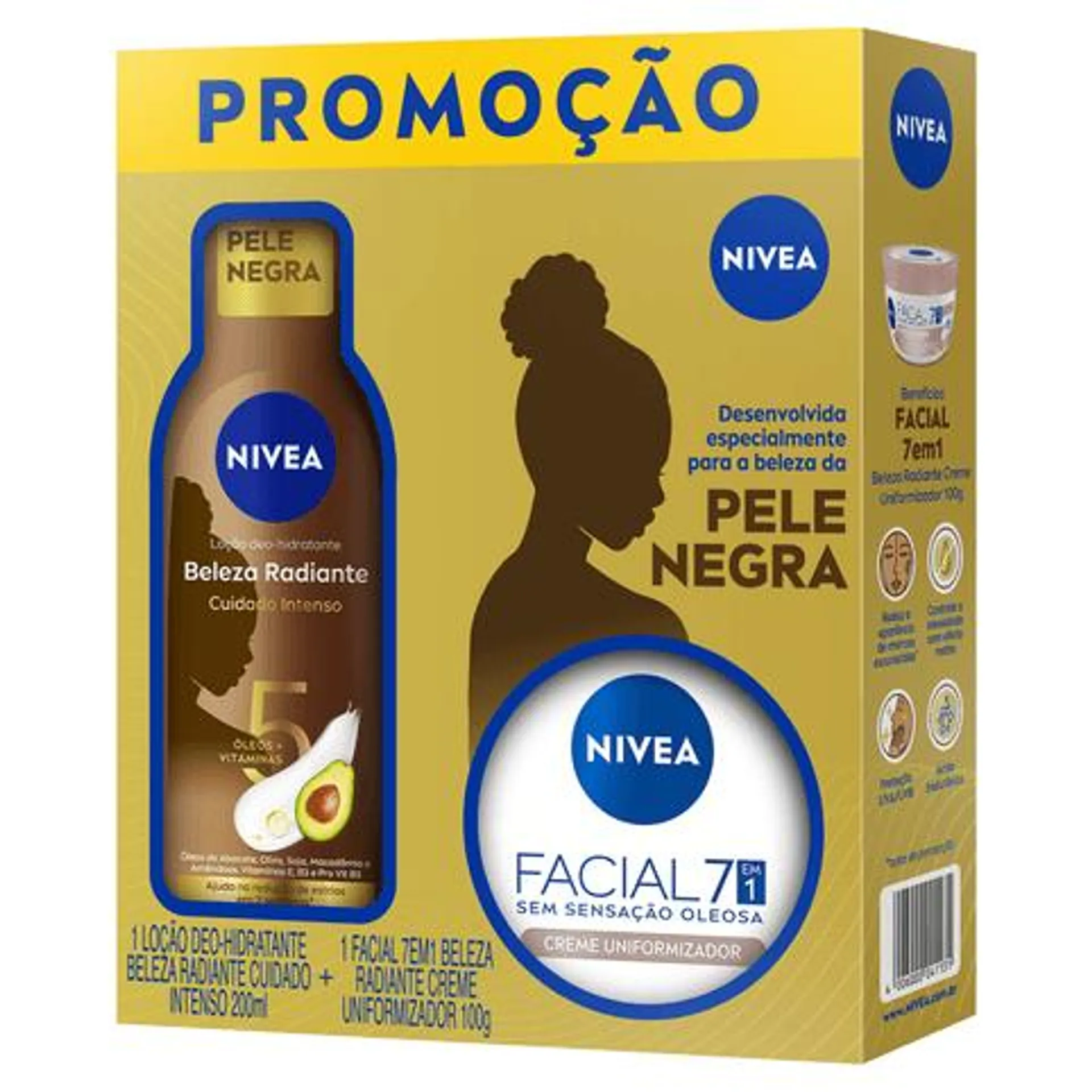 Kit Loção Corporal Nivea Deo-Hidratante 5 Óleos + Creme Facial Uniformizador 7 em 1 100g