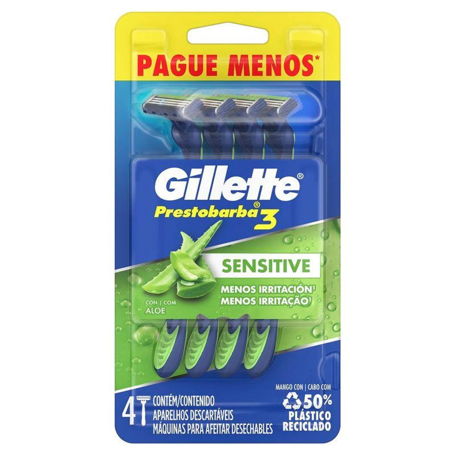 Aparelho de Barbear Gillette Prestobarba3 Sensitive L4P3