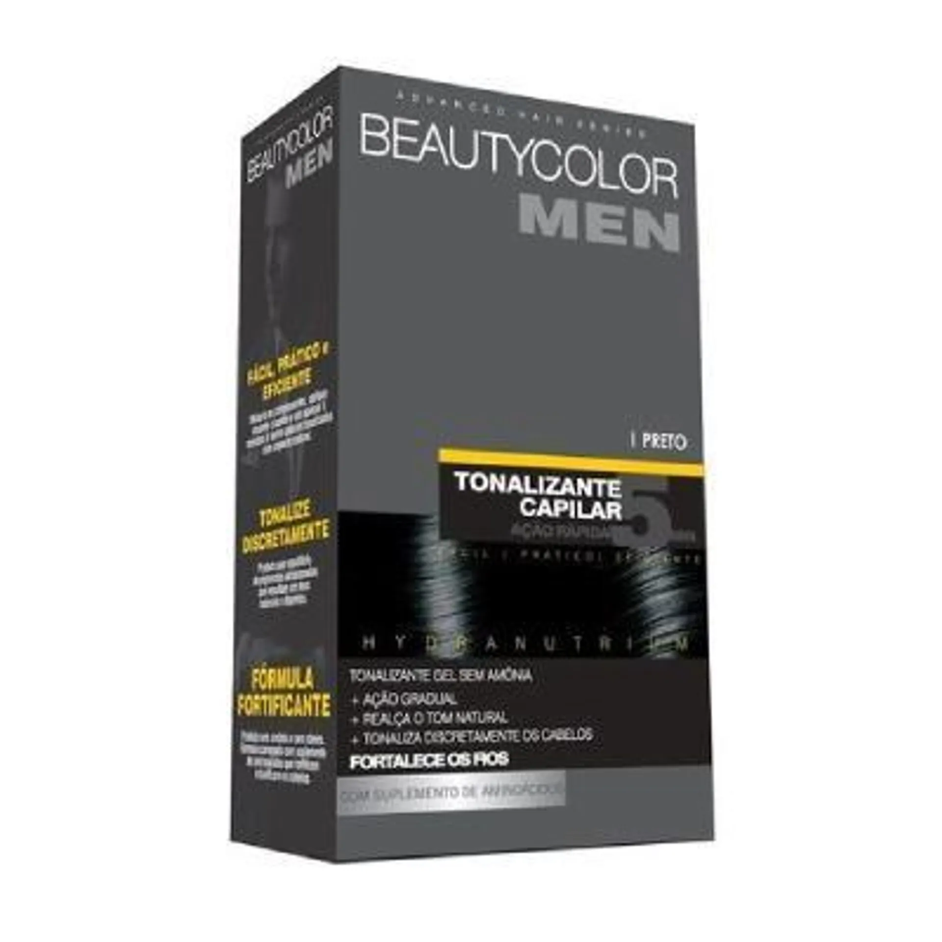 Tonalizante Gel Sem Amônia BeautyColor Men Preto