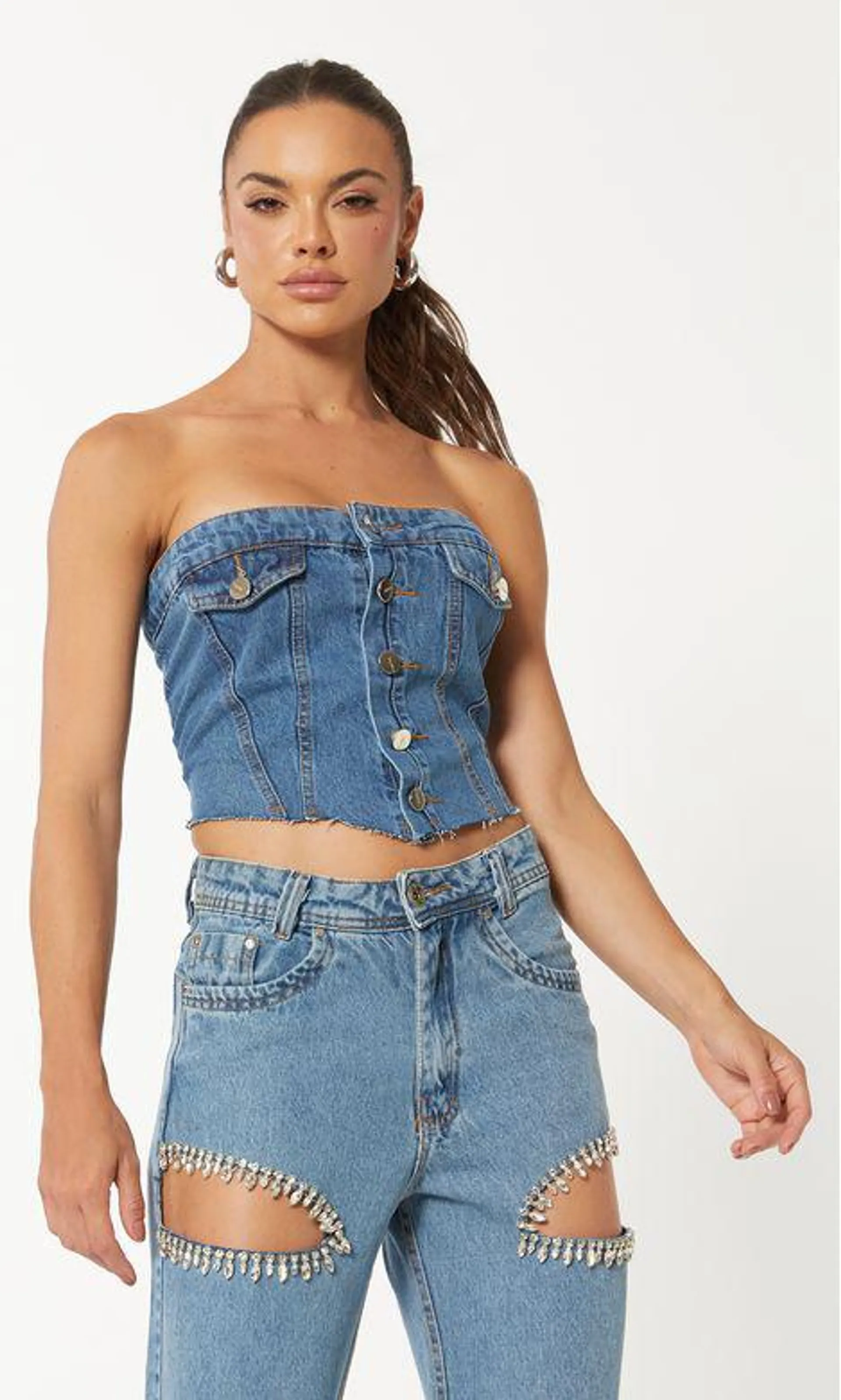 Cropped Jeans Lastex - Jeans