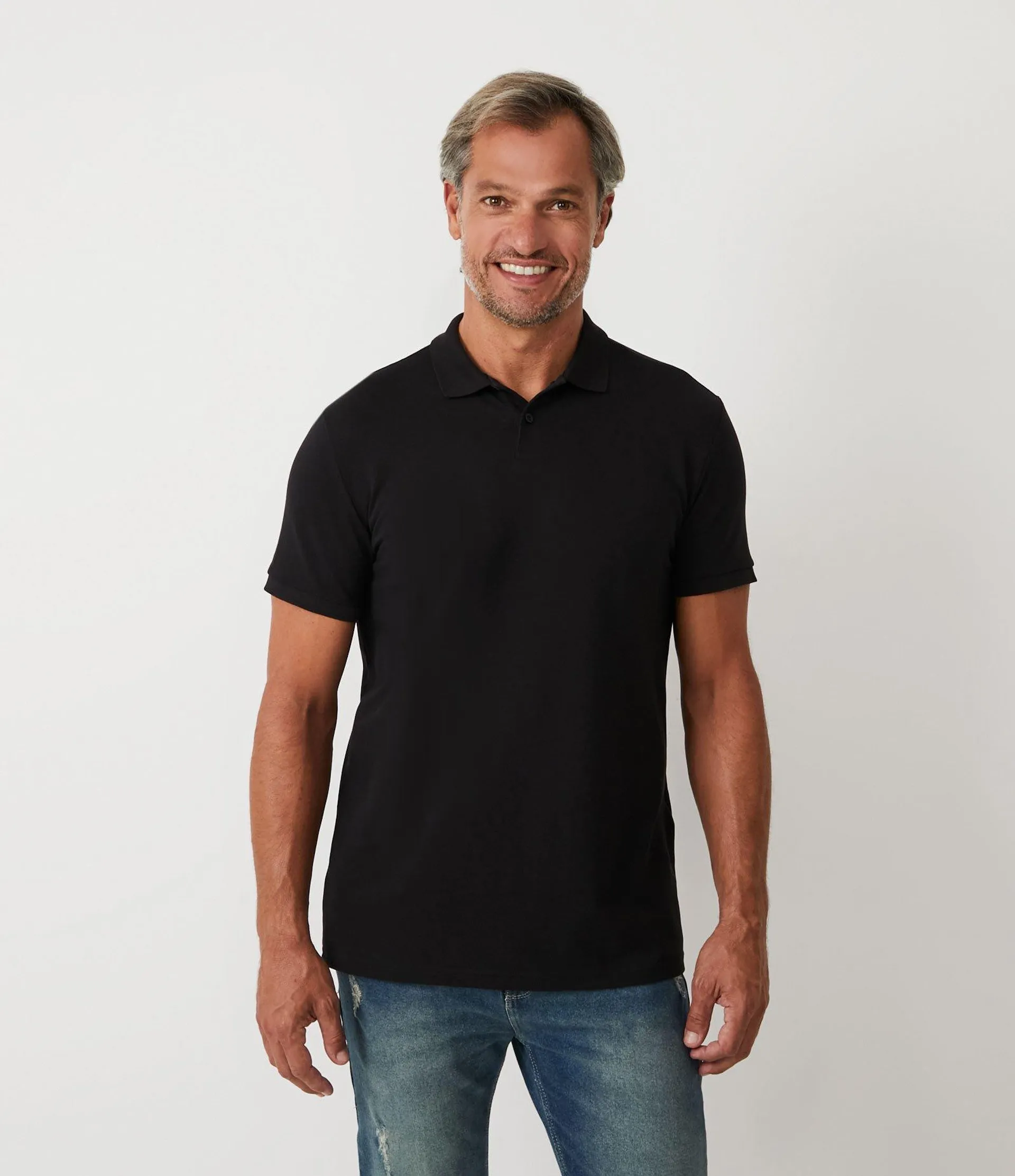 Camiseta Polo Comfort em Algodão Peruano Preto