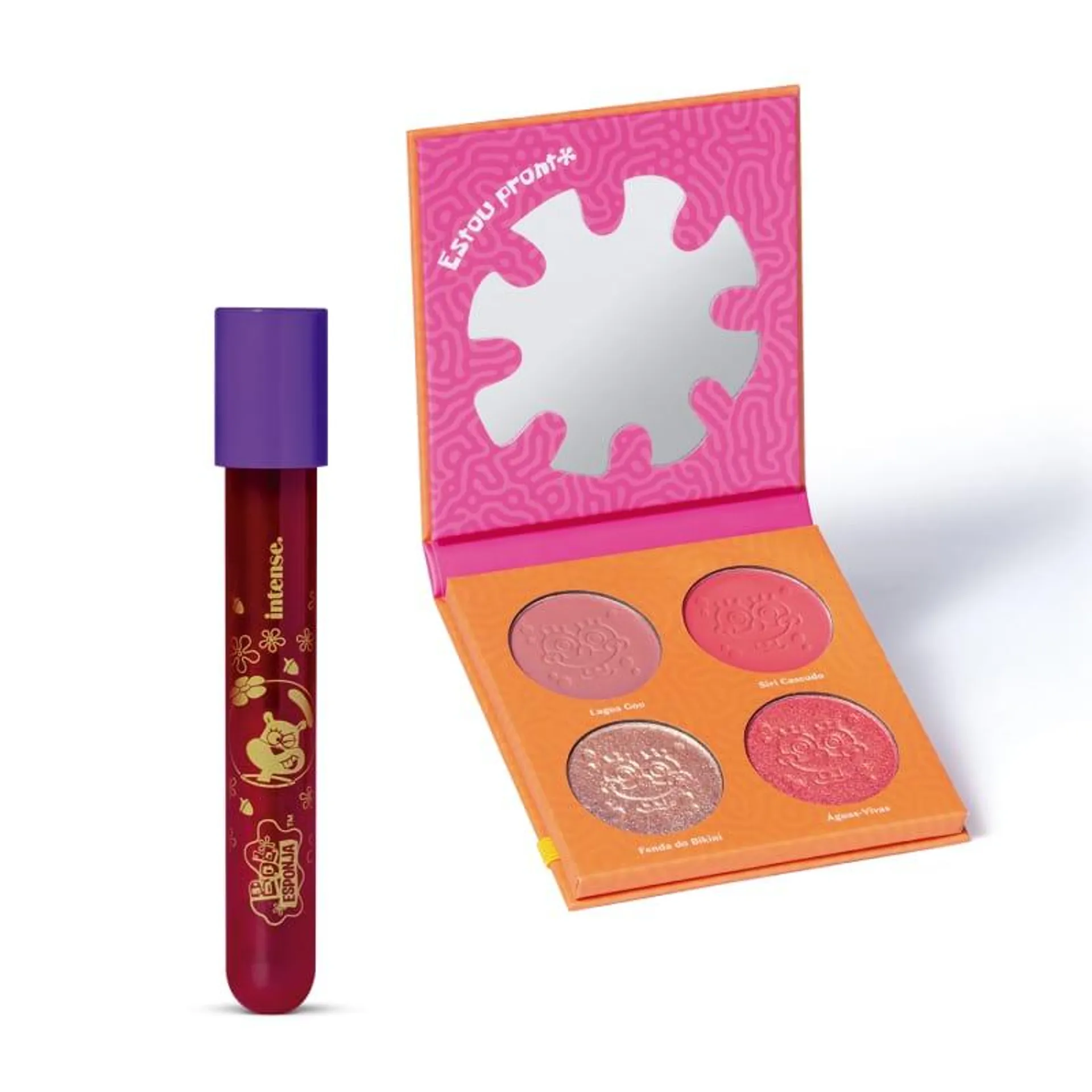 Combo Intense Sandy Bochechas: Lip Tint Rosa 5,5ml + Palette Multifuncional Bob Esponja 10g