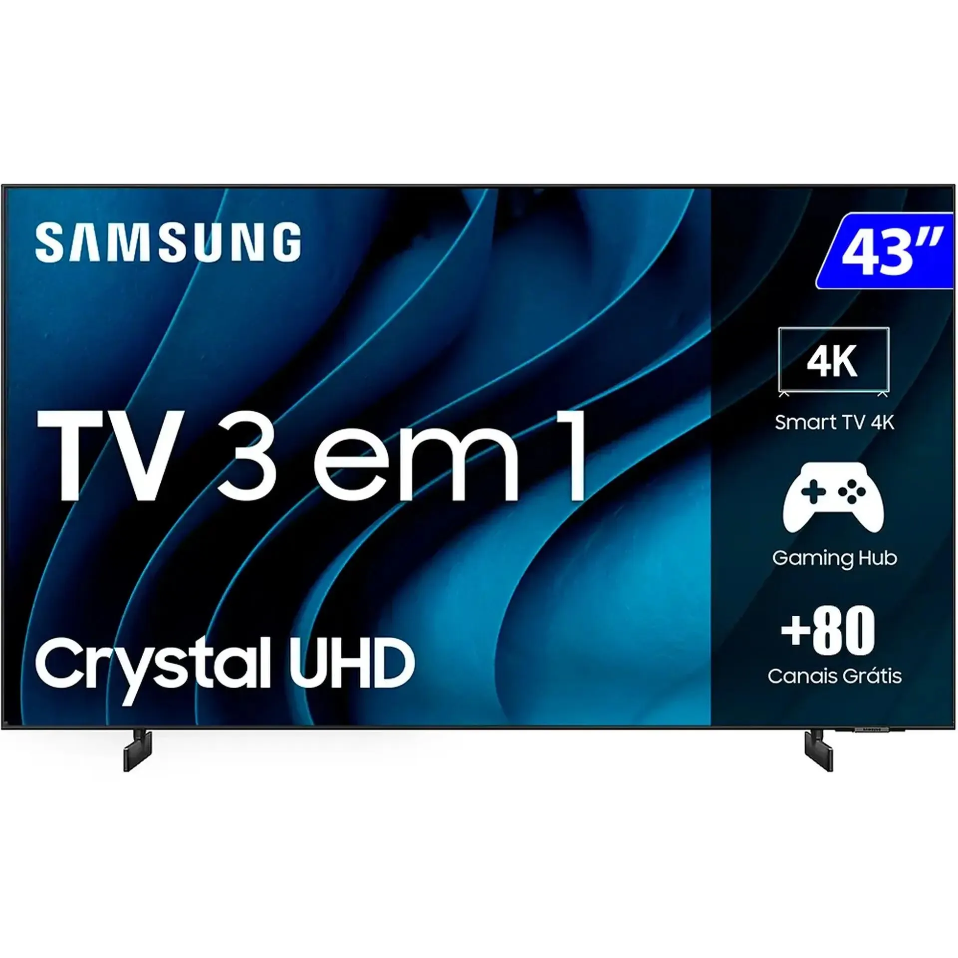 Smart TV Samsung 43” 4K Wi-Fi Crystal UHD Comando de Voz UN43CU8000GXZD