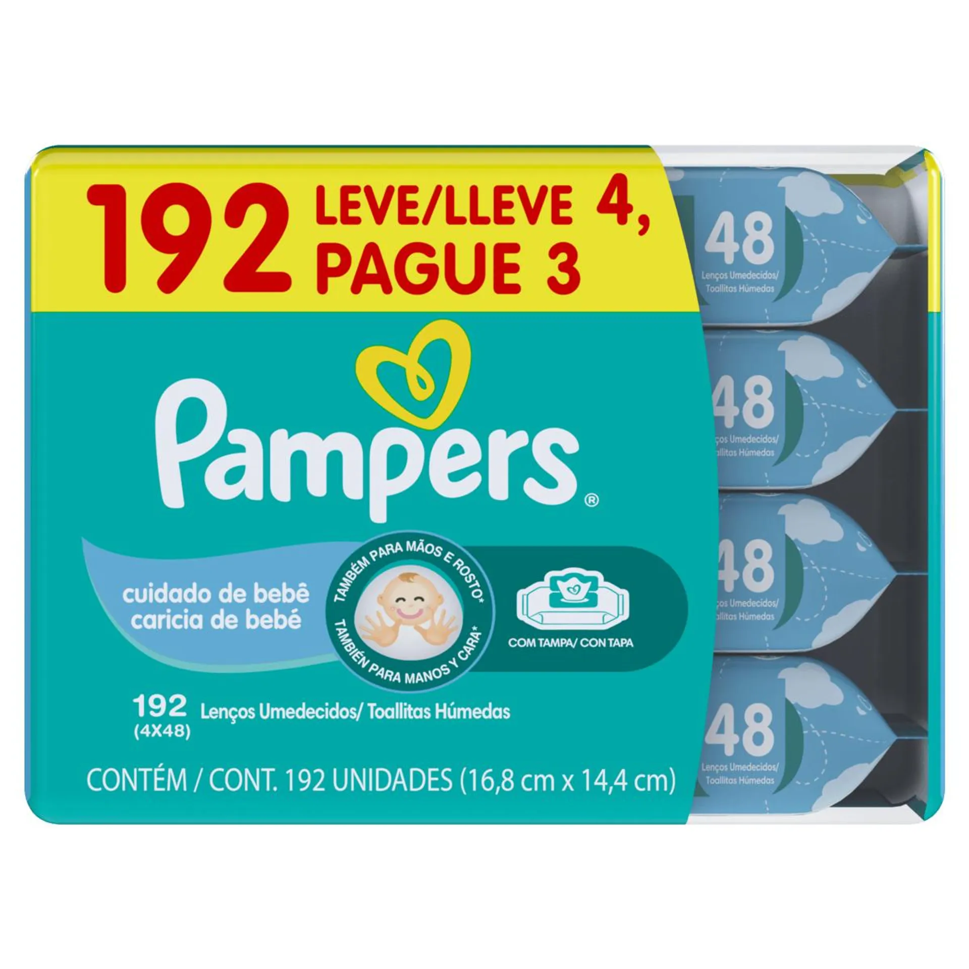 Lenço Umedecido Pampers Cuidado de Bebê L4P3 – 196 unidades