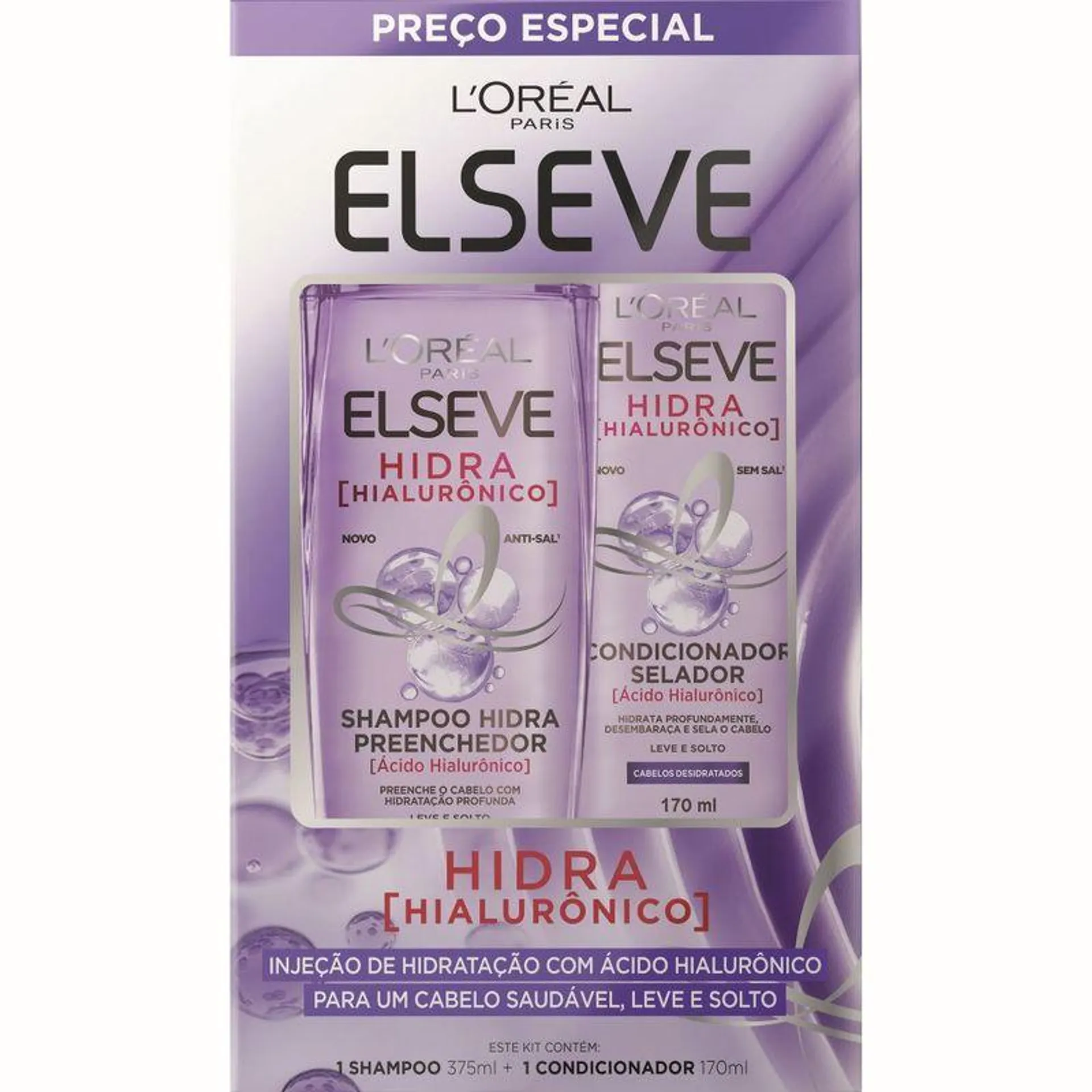 Shampoo 375ml e Condicionador 170ml Elseve Hidra Hialurônico