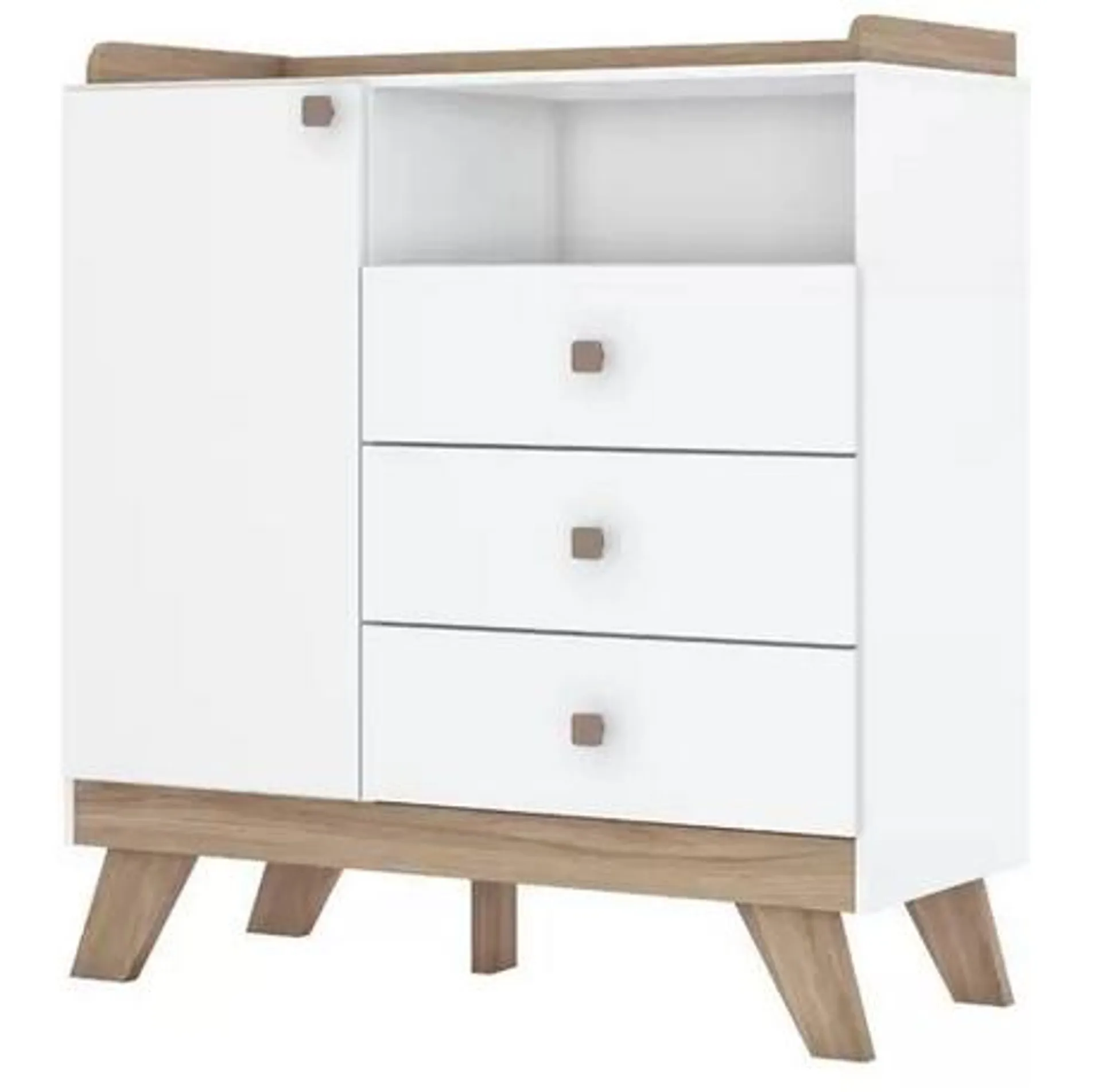 Cômoda Henn Confete 3 Gavetas Branco/Jequitibá