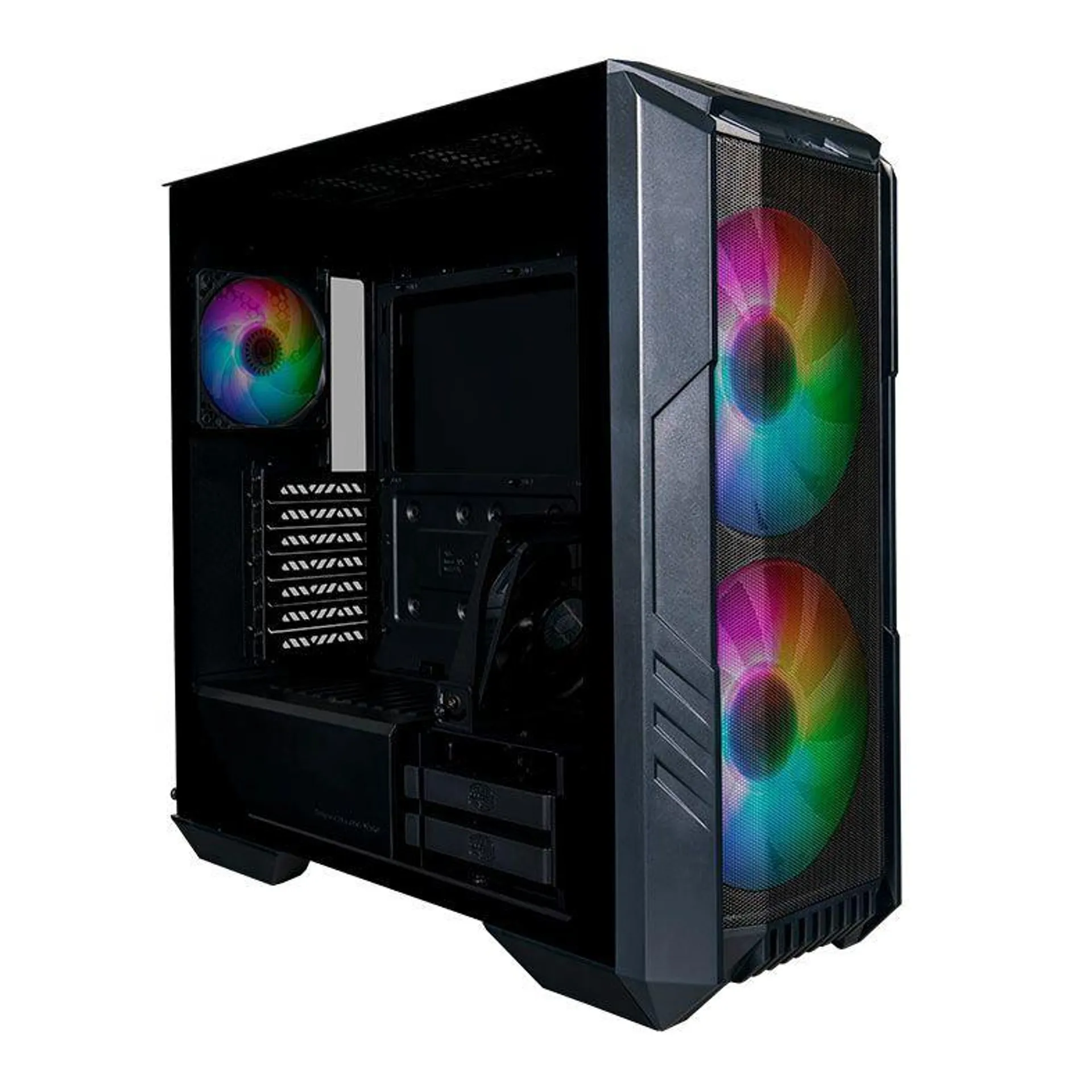 Gabinete Cooler Master HAF 500, ARGB, Mid-Tower, Lateral de Vidro, Com 4 Fans, Preto, H500-KGNN-S00