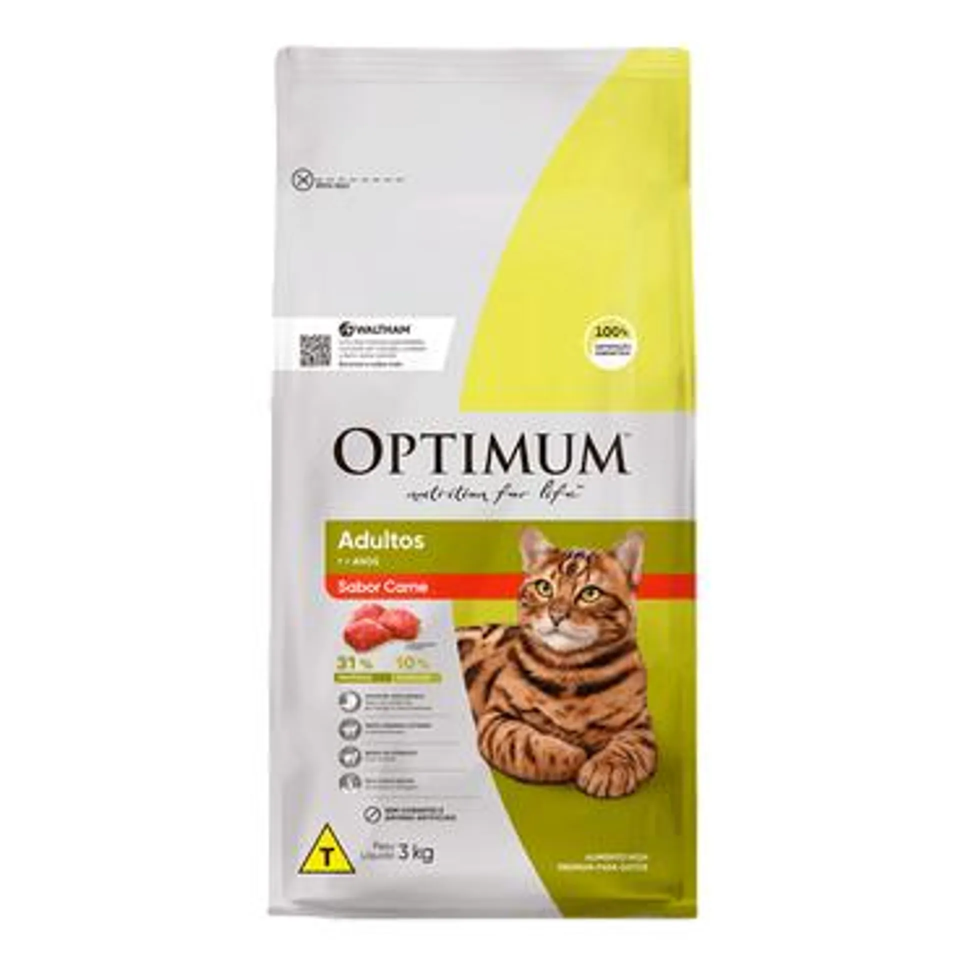 Ração Optimum para Gatos Adultos Carne 3 kg