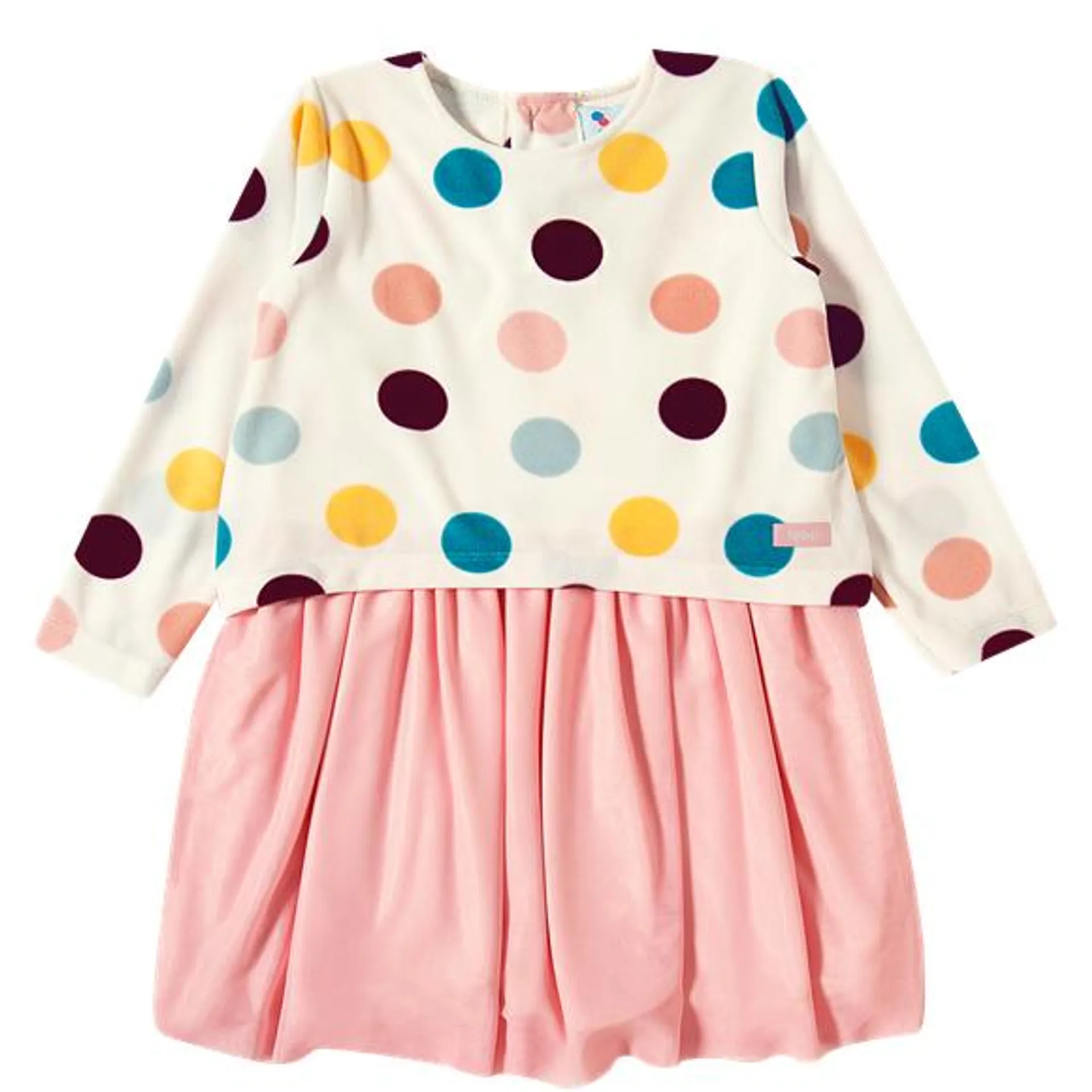 Vestido manga longa love poá plush estampado toddler tip top