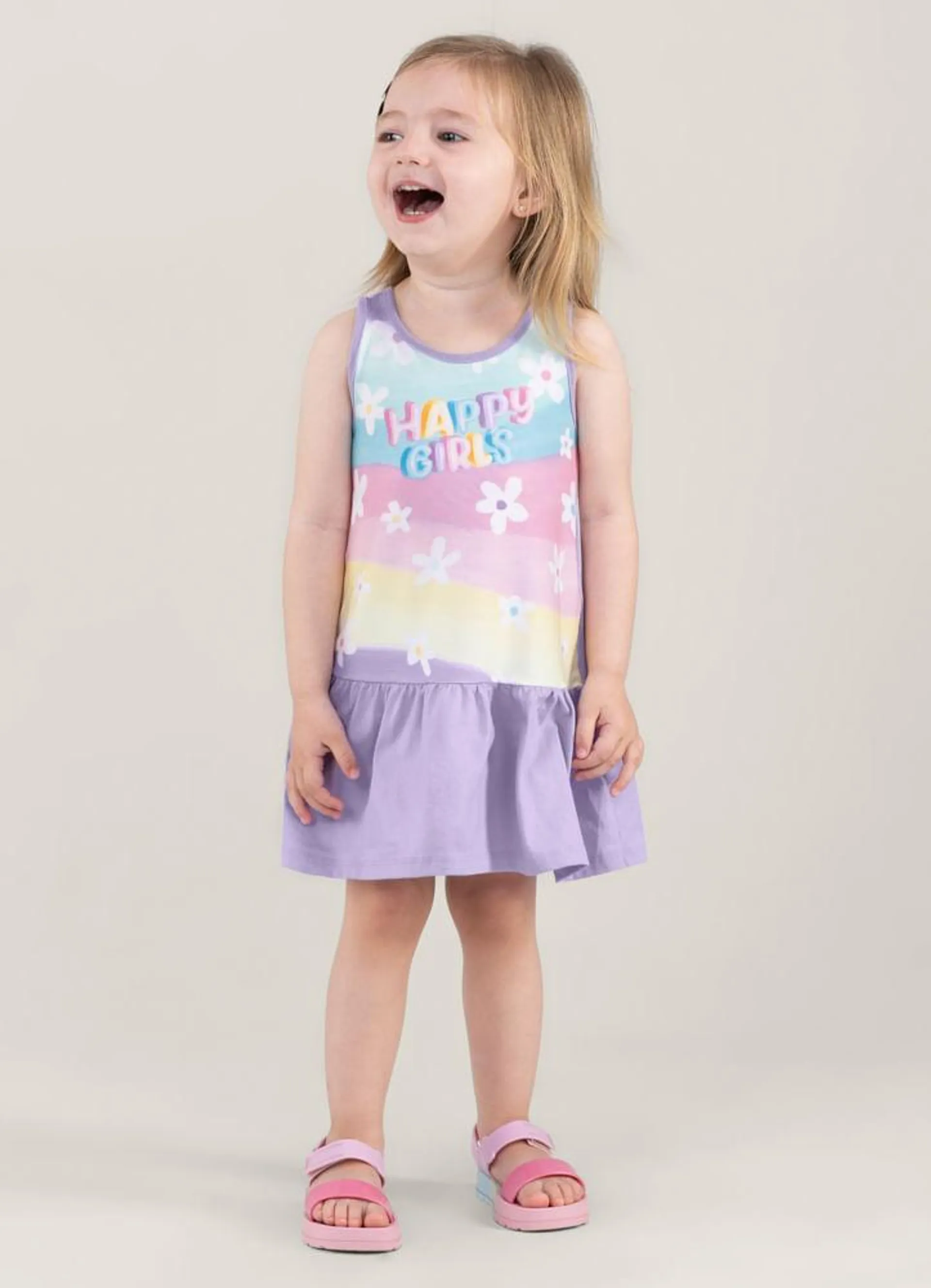 Vestido regata em malha infantil menina Brandili