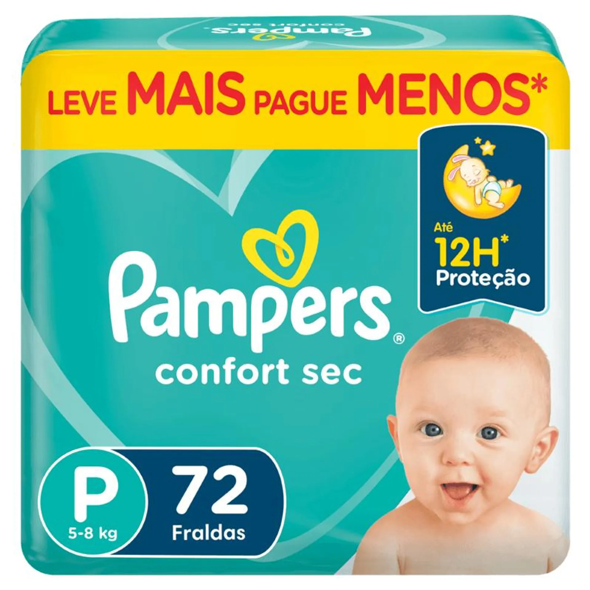 Fralda Pampers Confort Sec P - 72 unidades