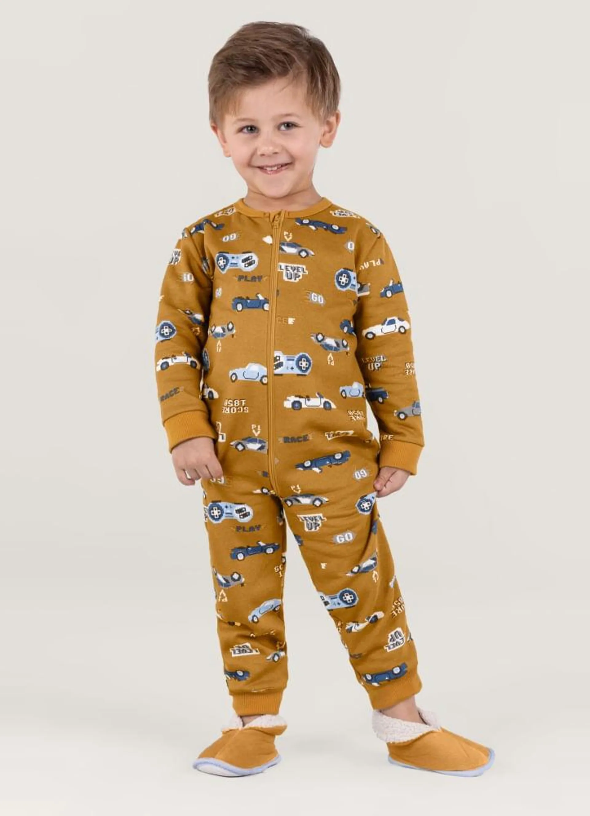 Pijama Macacão De Moletom Infantil Menino Brandili