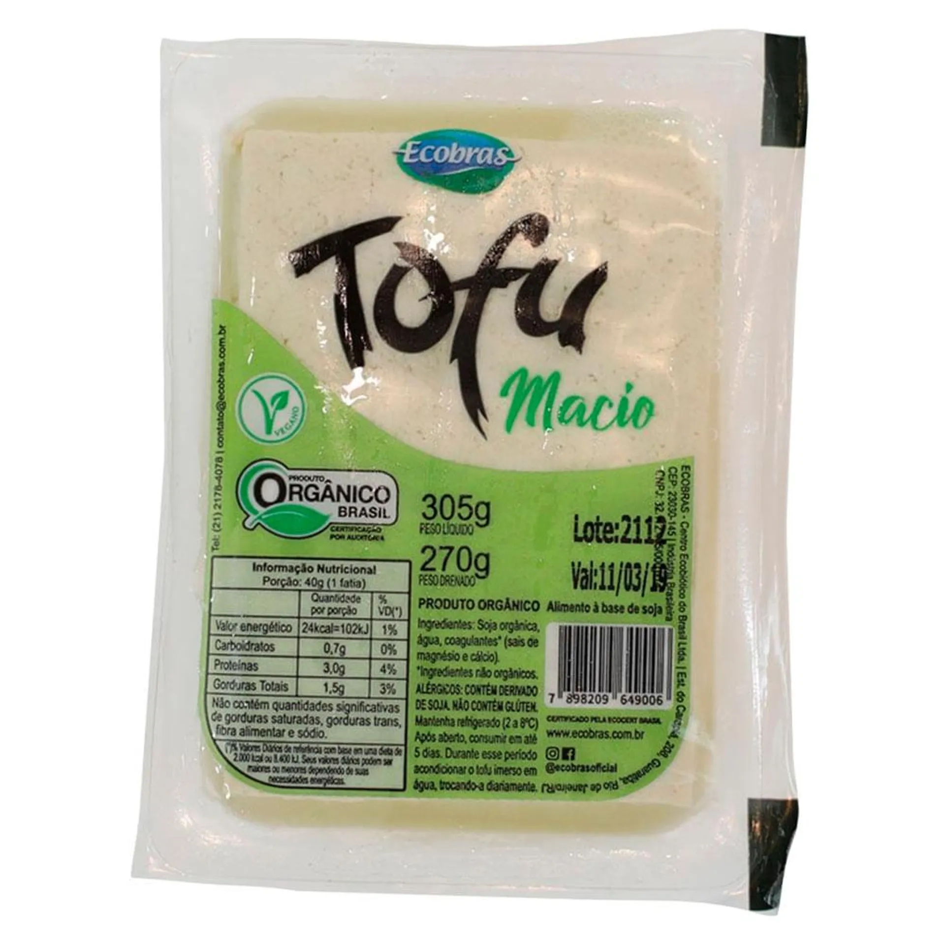 Tofu Macio Ecobras 270g Orgânico