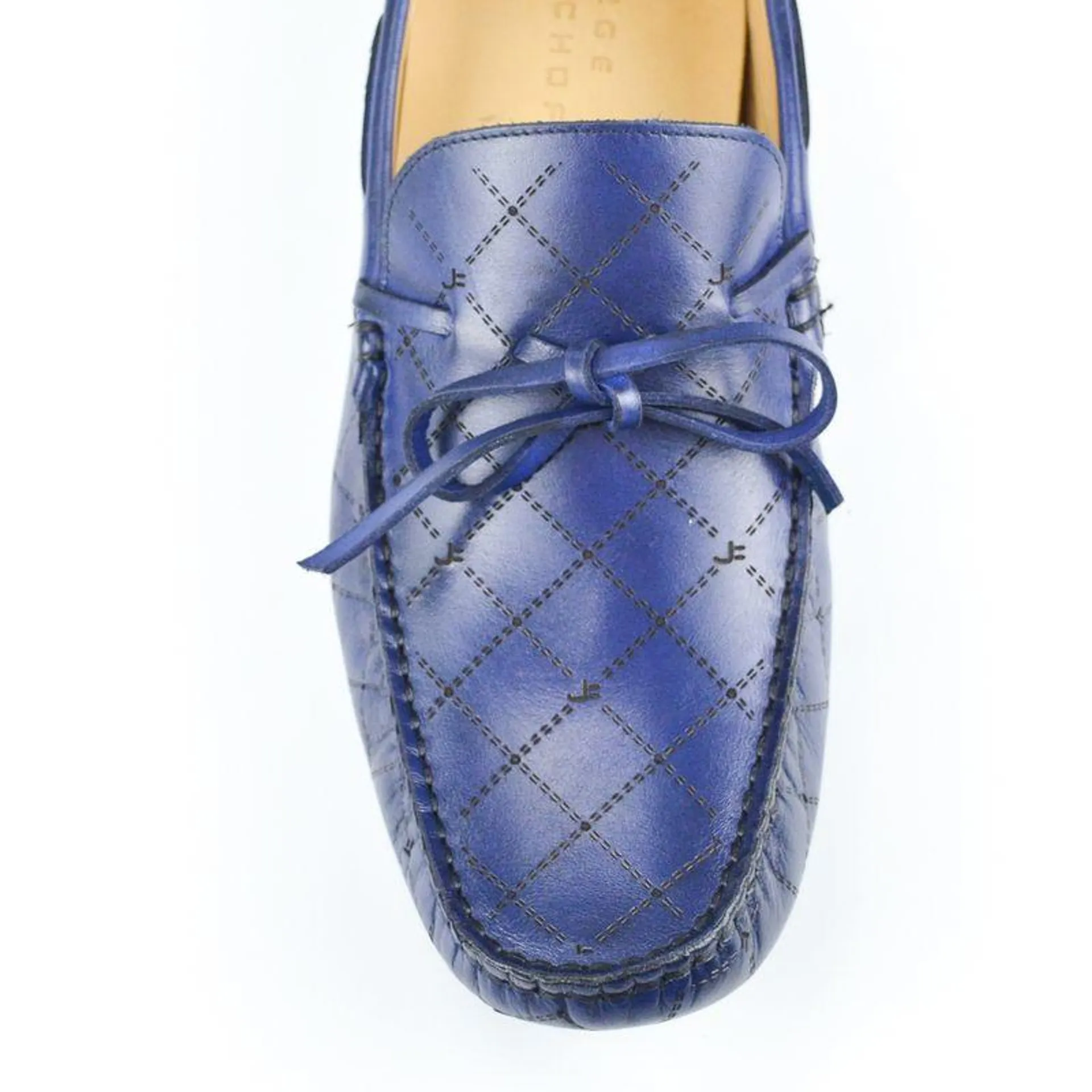 Mocassim Azul Royal Monograma Couro