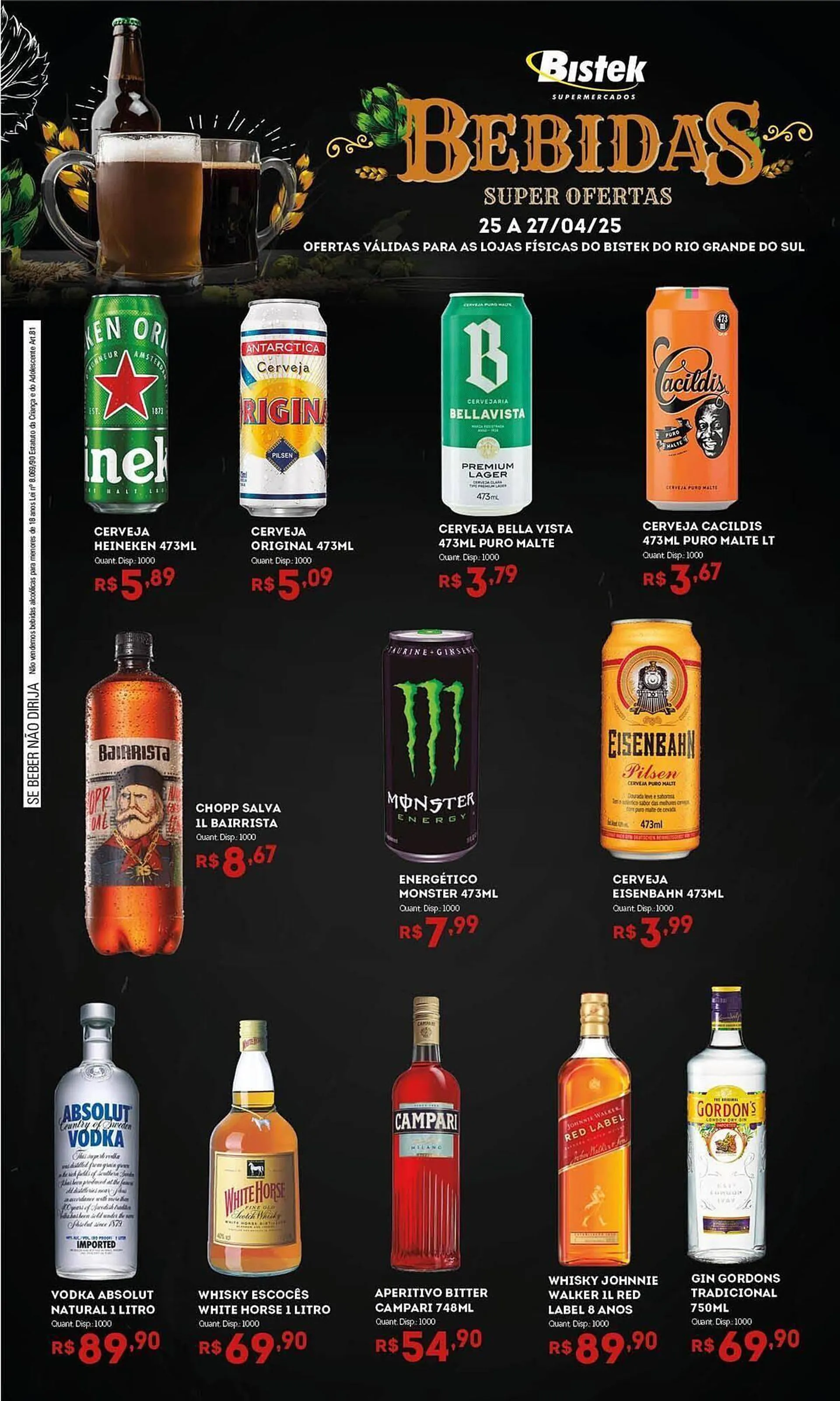 Encarte de Catálogo Bistek Supermercados 25 de abril até 27 de abril 2025 - Pagina 1