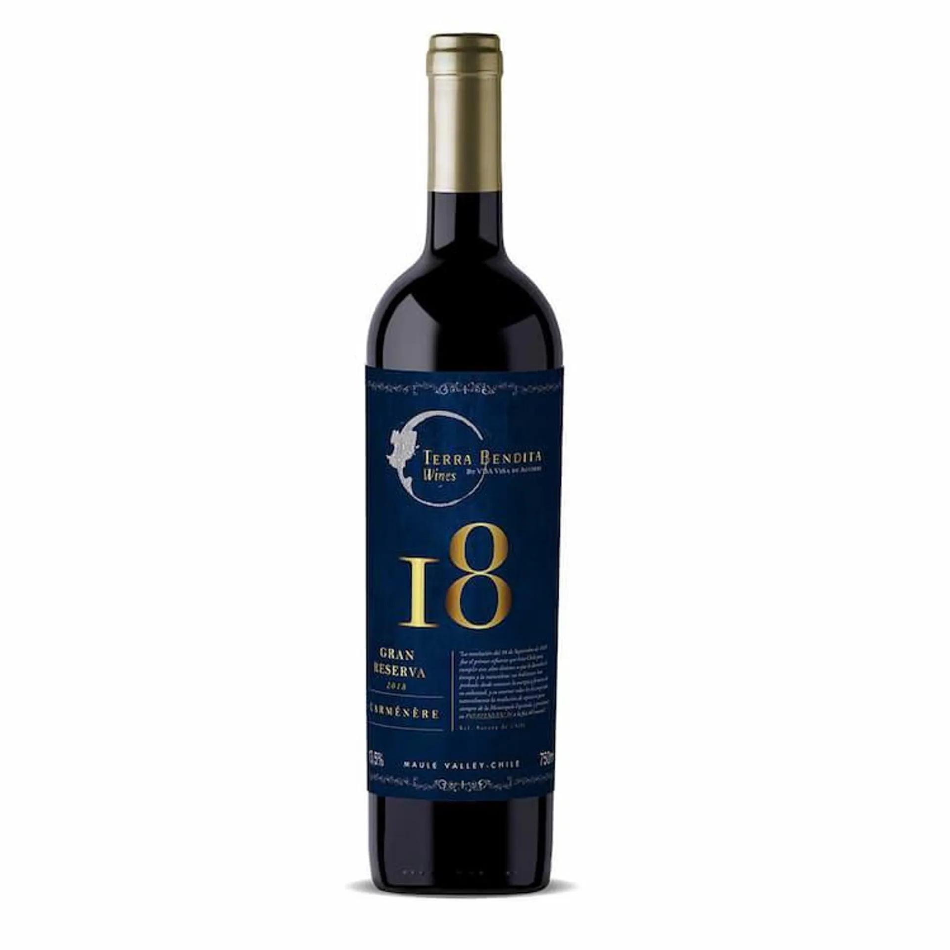 Vinho tinto Chileno 18 Valle del Maule Carménère Gran Reserva 750 ml