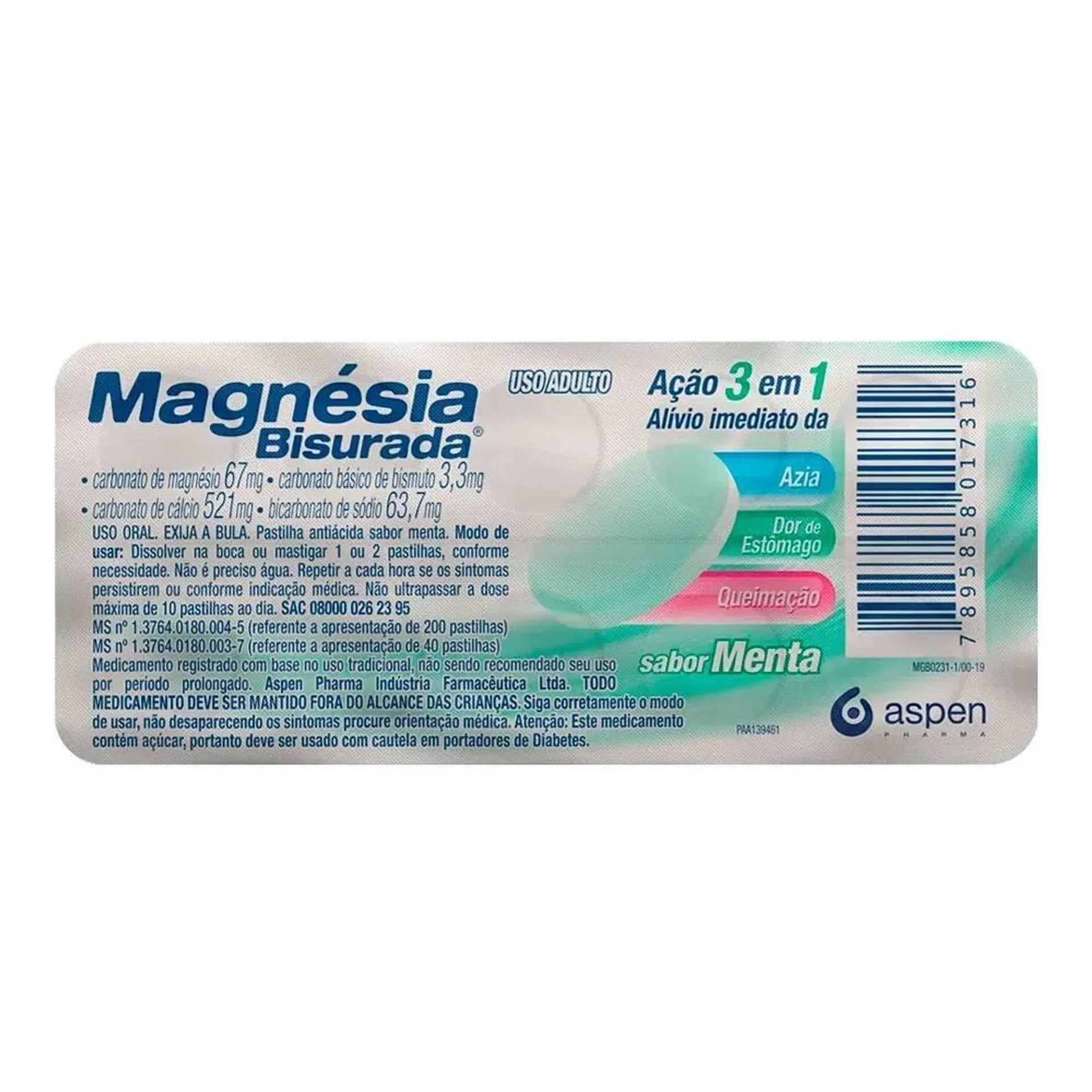 Magnesia Bisurada 10 Pastilhas