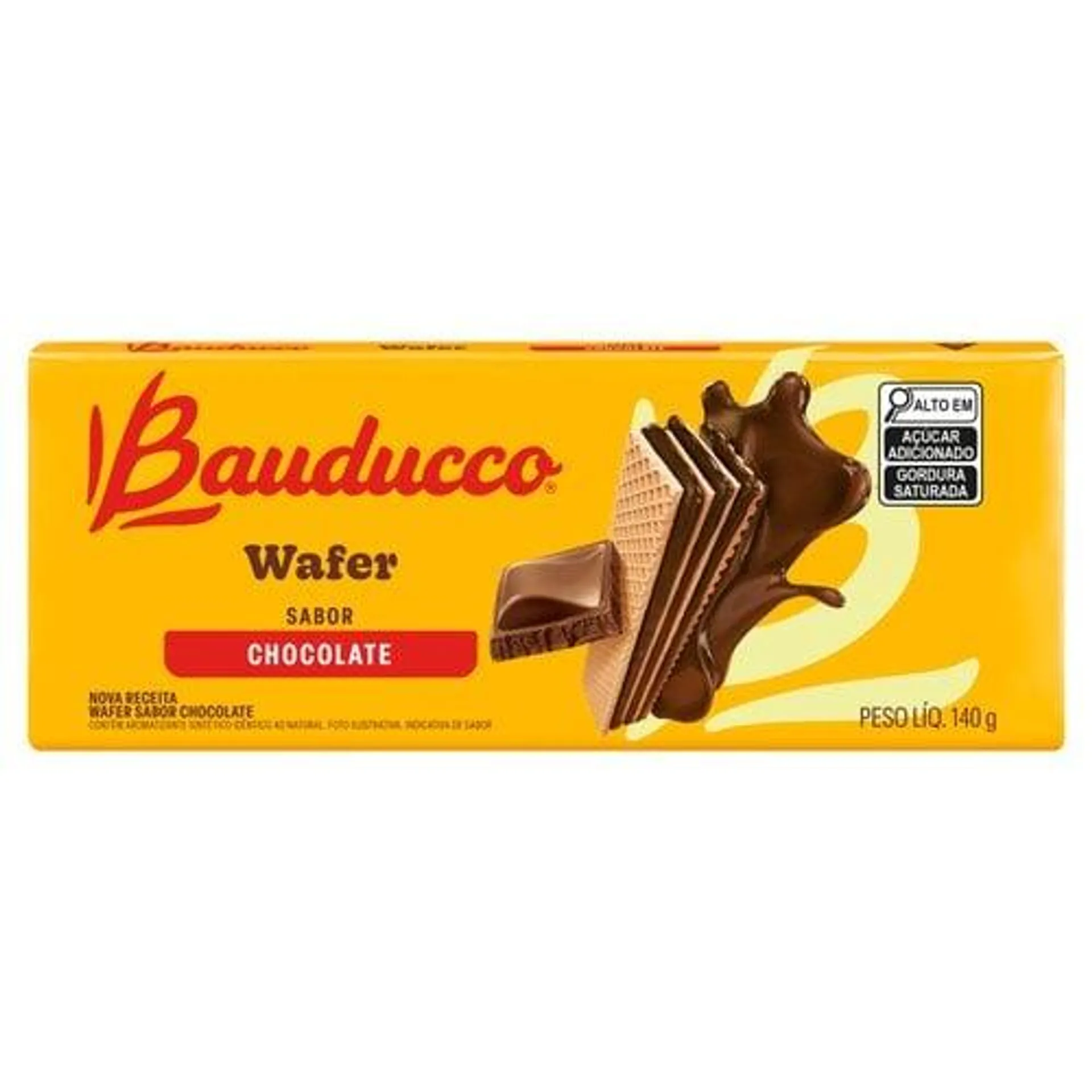 Biscoito Wafer Recheio Chocolate Bauducco Pacote 140g