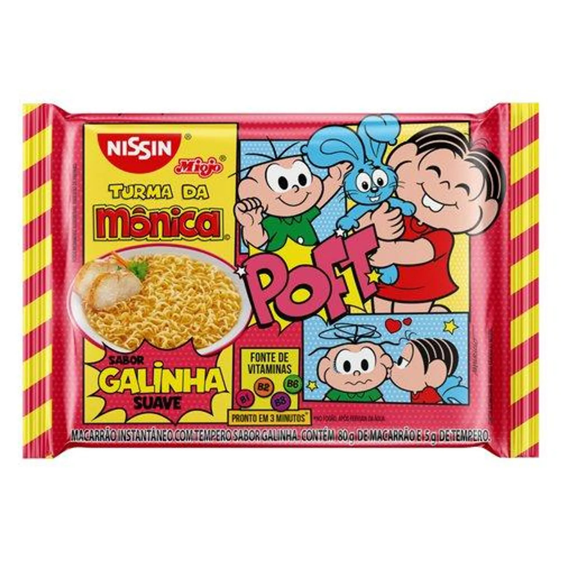 Macarrão Instantâneo Lámen Galinha Suave Turma da Mônica Nissin Miojo Pacote 85g