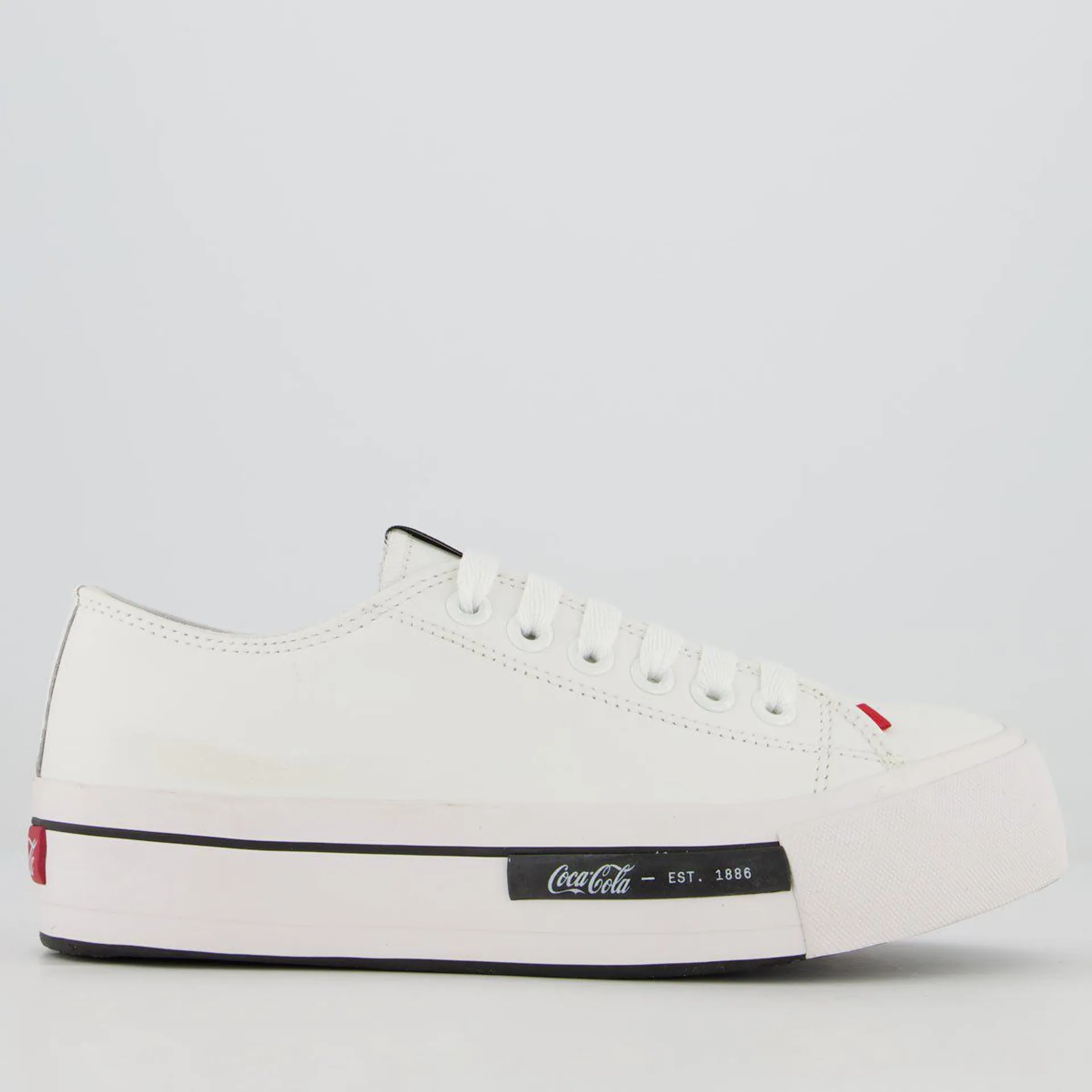 Tênis Coca Cola Daytona Plataforma Leather Feminin Branco