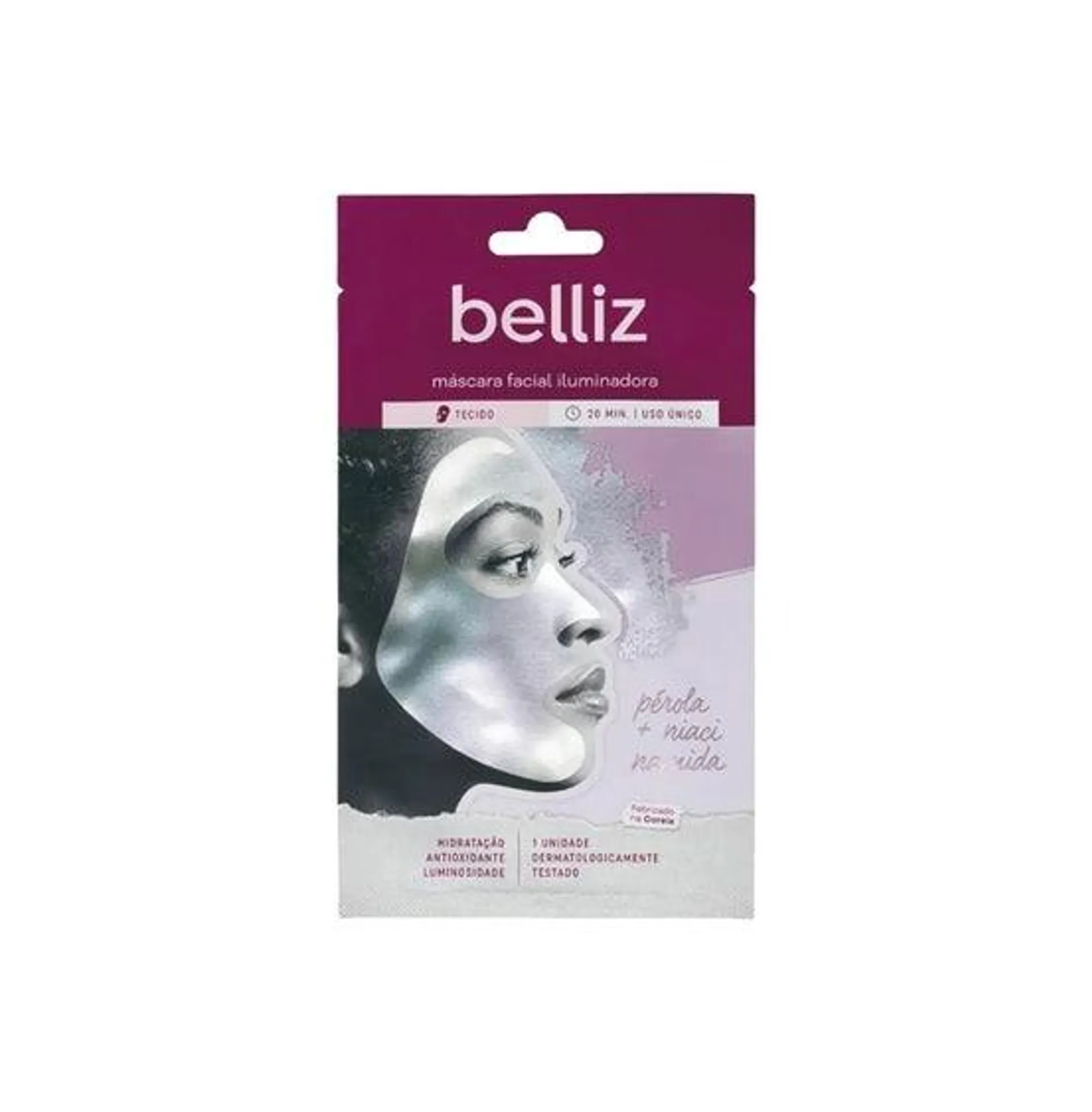 Máscara Facial Belliz Iluminadora Pérola