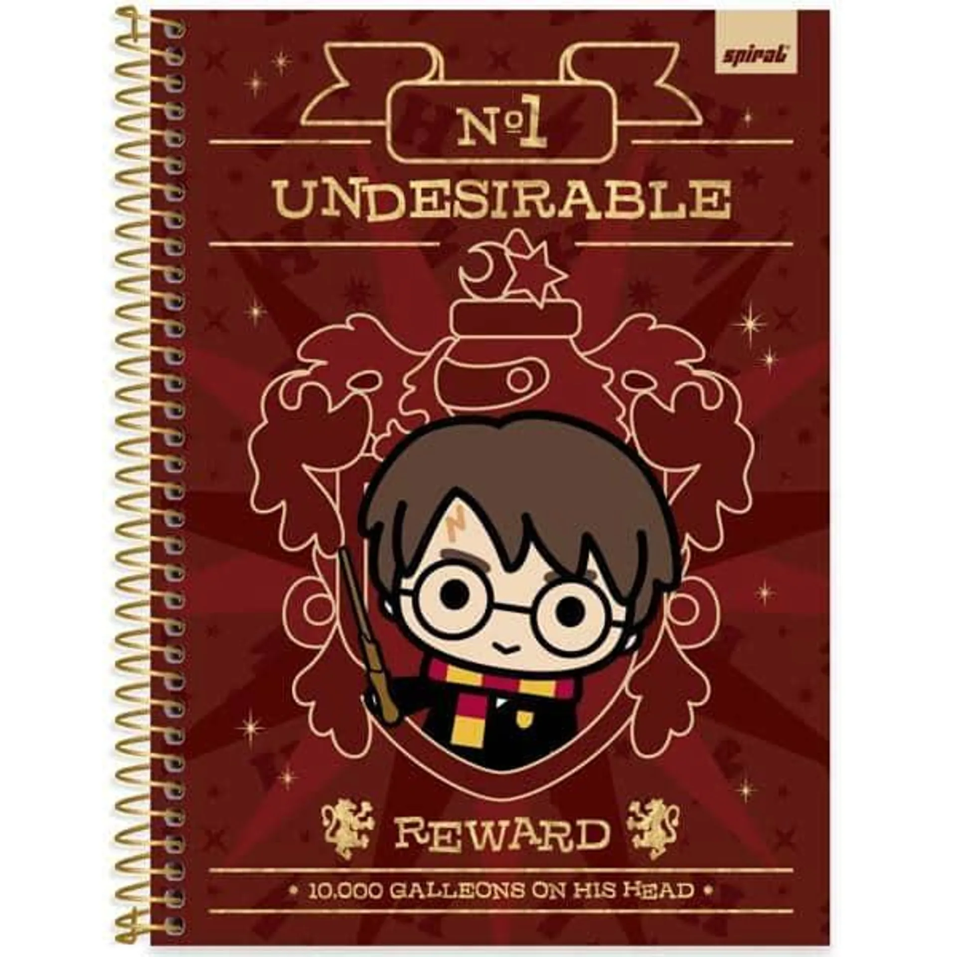 Caderno Universitário Capa Dura, 1 x 1, 80 Folhas, Harry Potter Charms, 2513226, Spiral Hpc - PT 1 UN