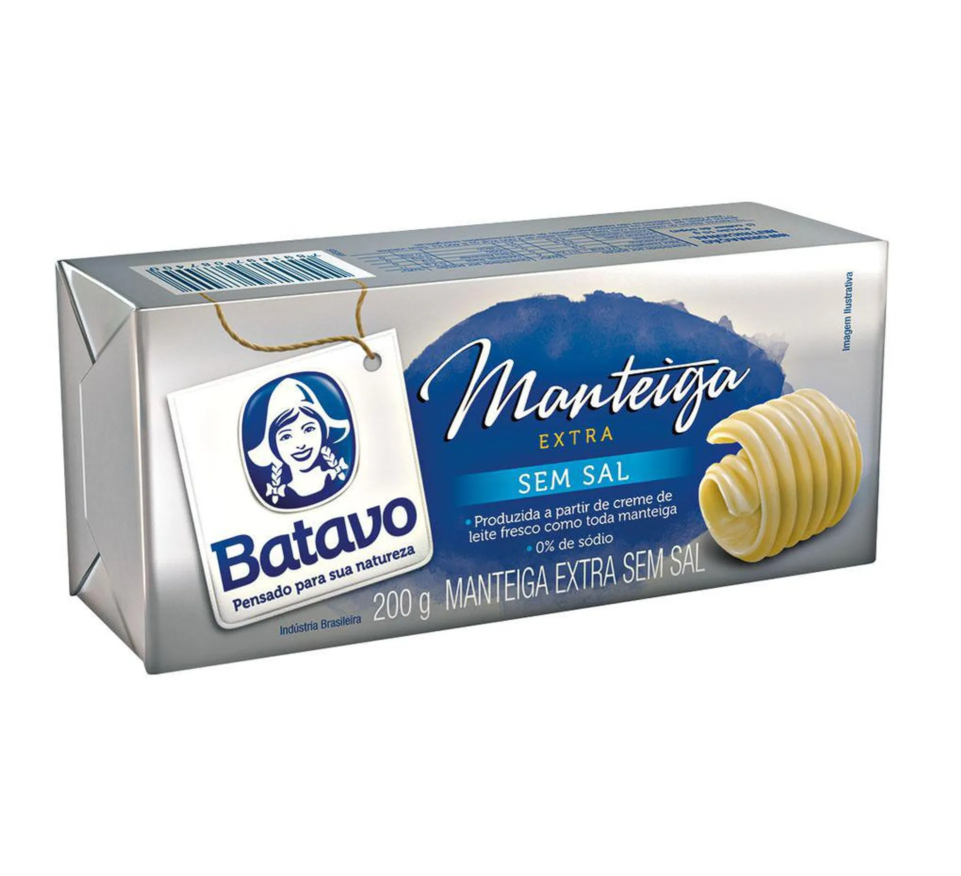 Manteiga sem Sal Batavo em Barra 200g