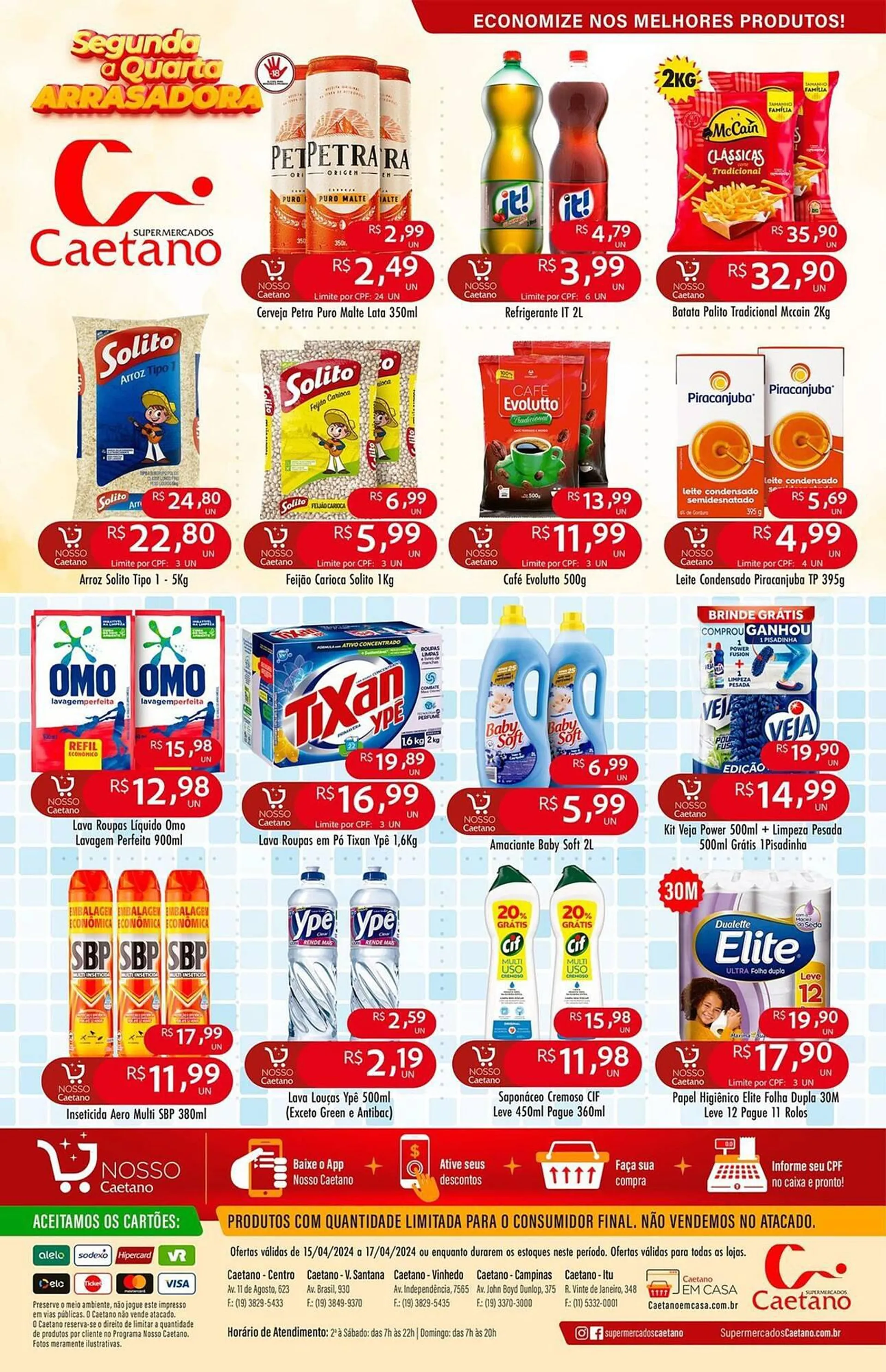 Encarte de Catálogo Supermercados Caetano 15 de abril até 17 de abril 2024 - Pagina 1