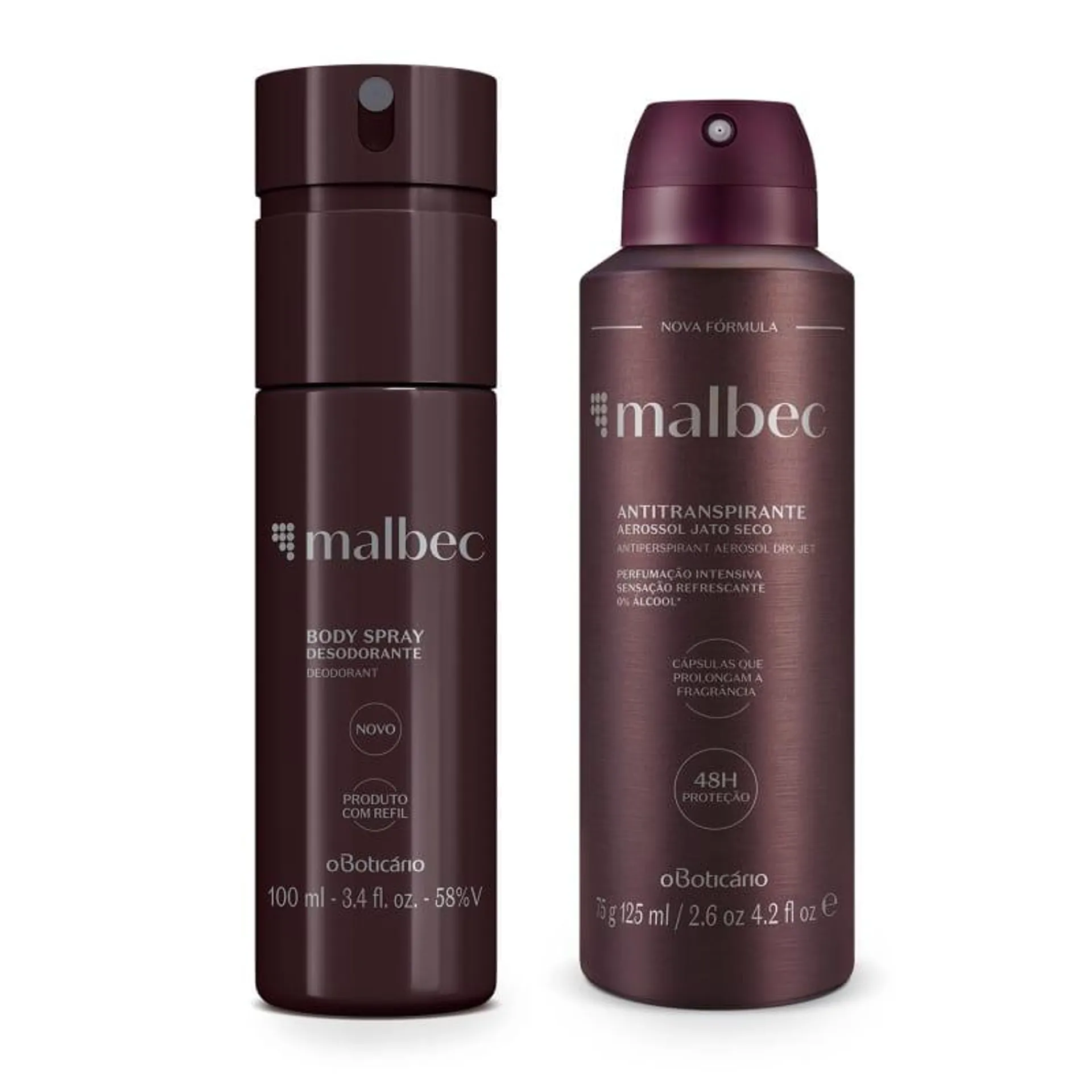 Combo Presente Malbec: Body Spray 100ml + Desodorante Antitranspirante 75g/125ml