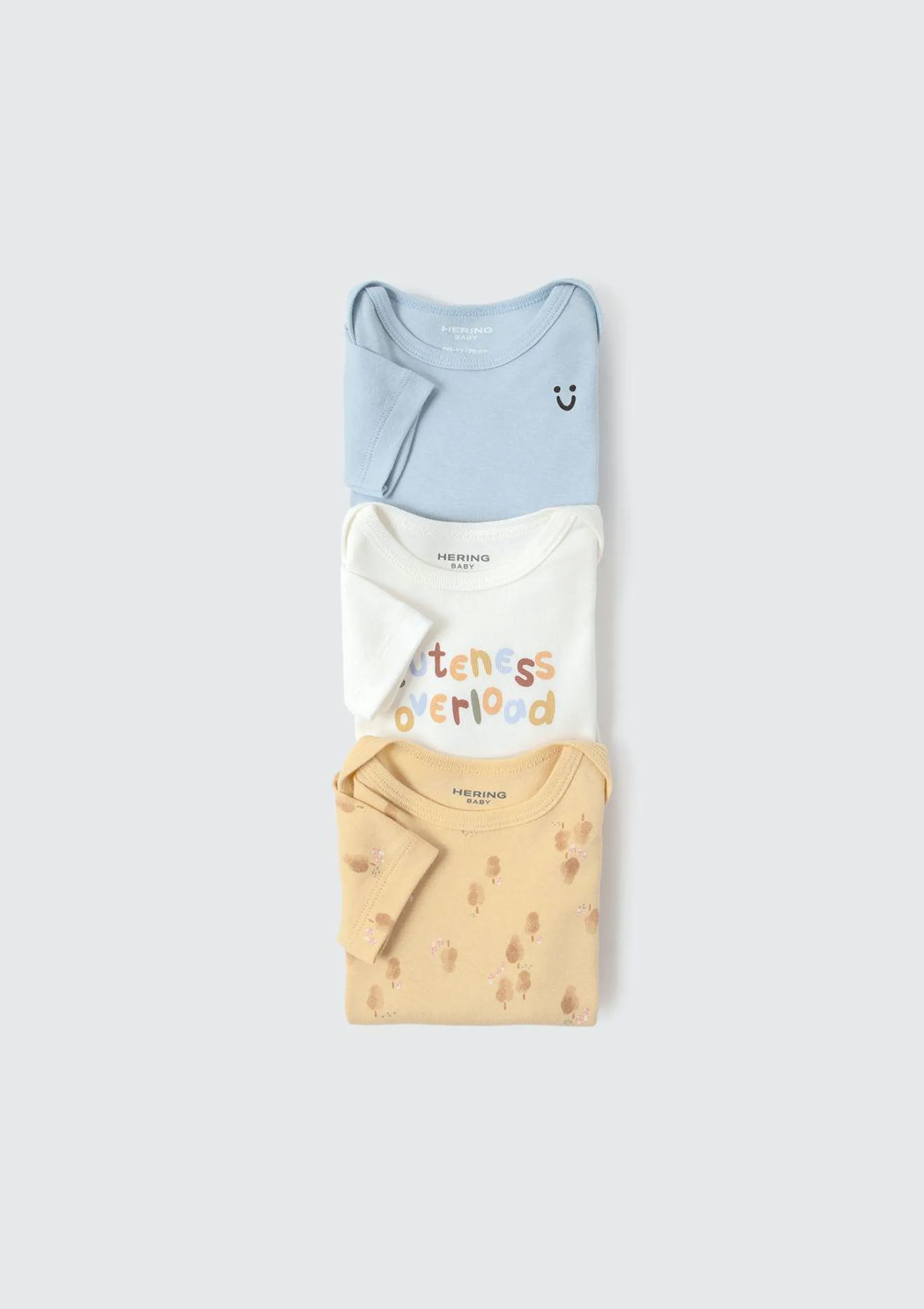 Kit Com 3 Bodies Bebê Menino Em Algodão - Multicolorido