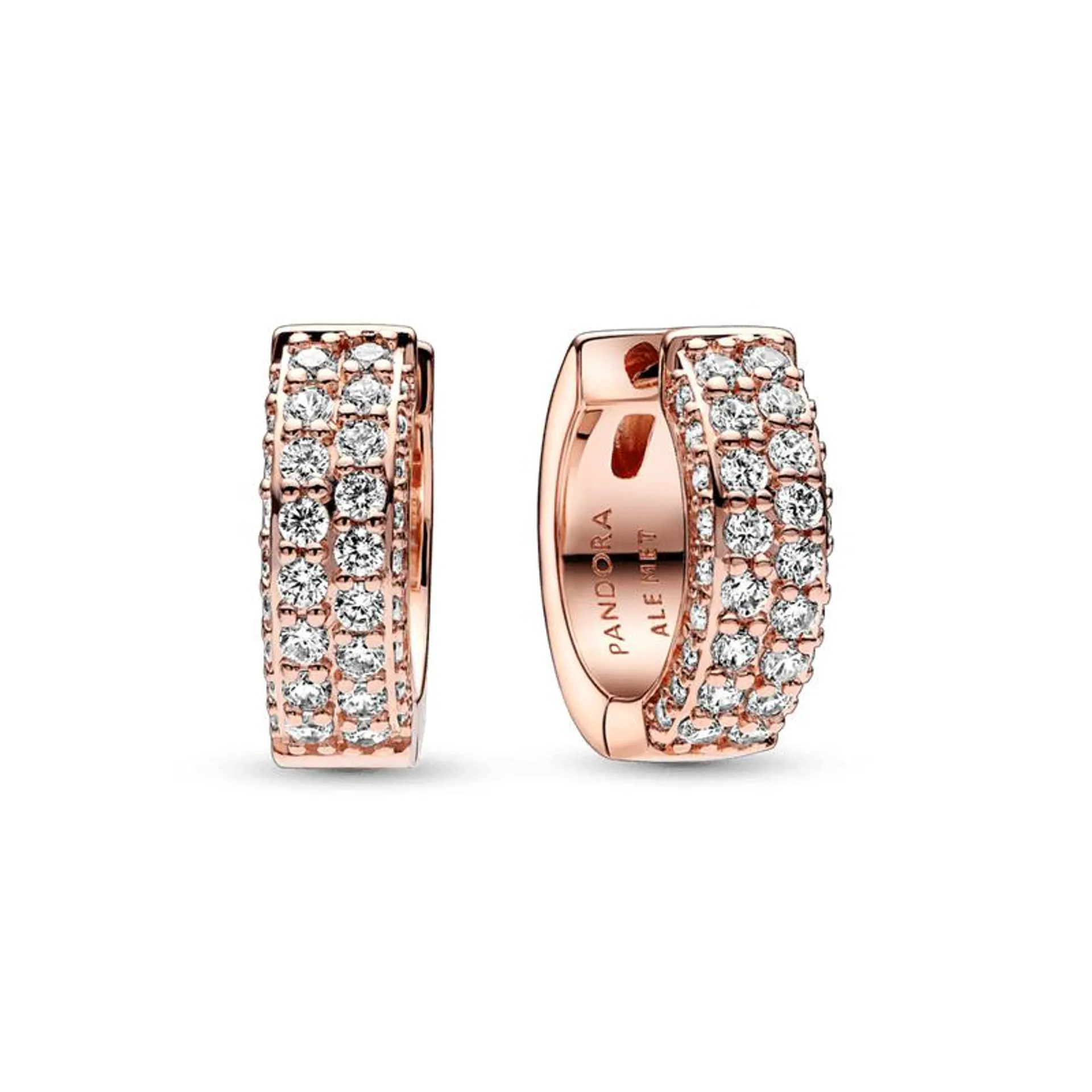 Brincos de Argola de Fileira Dupla em Pavé Pandora Timeless