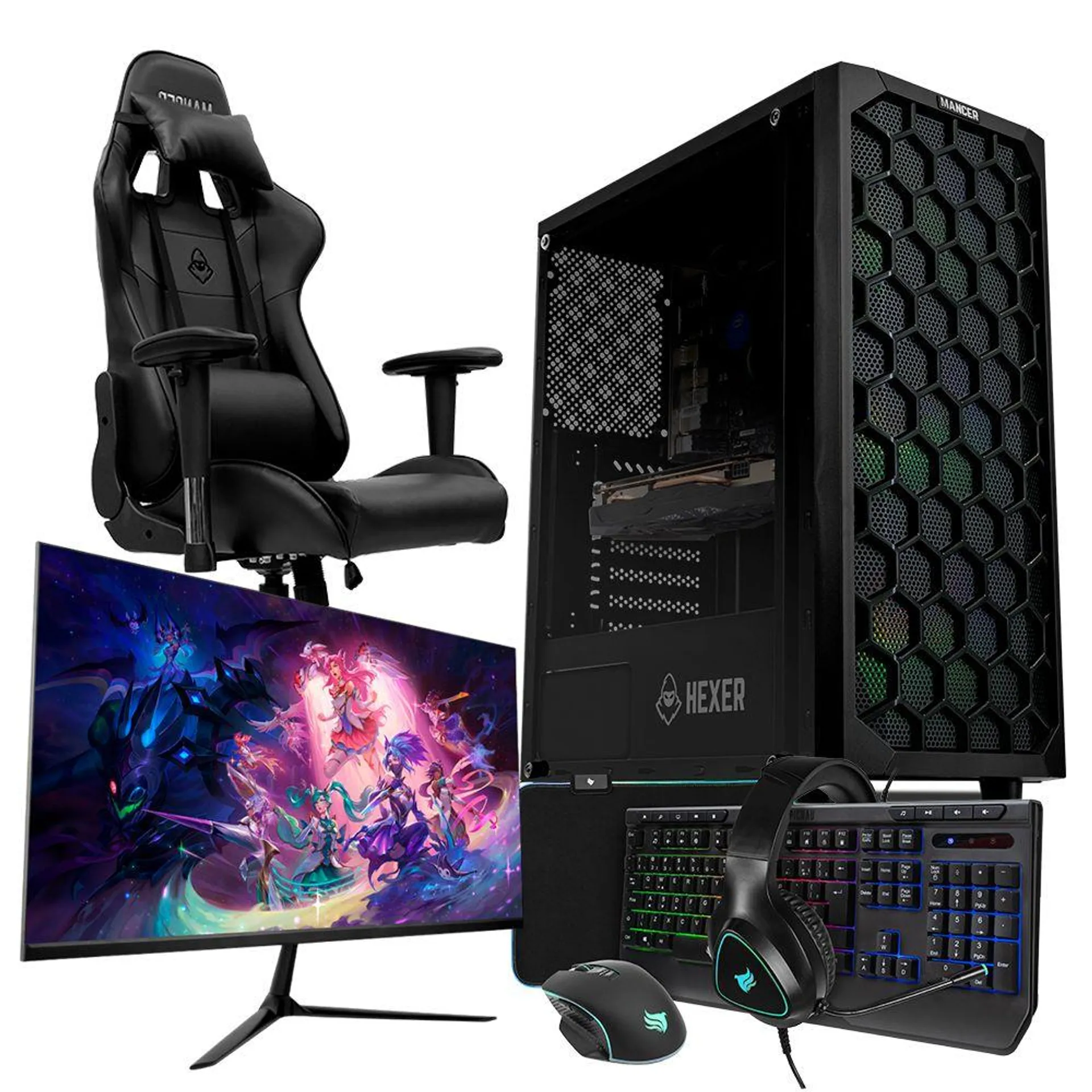 Computador Pichau Gamer Atena V, Intel i5-10400F, GeForce RTX 2060 Super 8GB, 16GB DDR4, SSD M.2 480GB + Monitor + Cadeira + Kit Periféricos