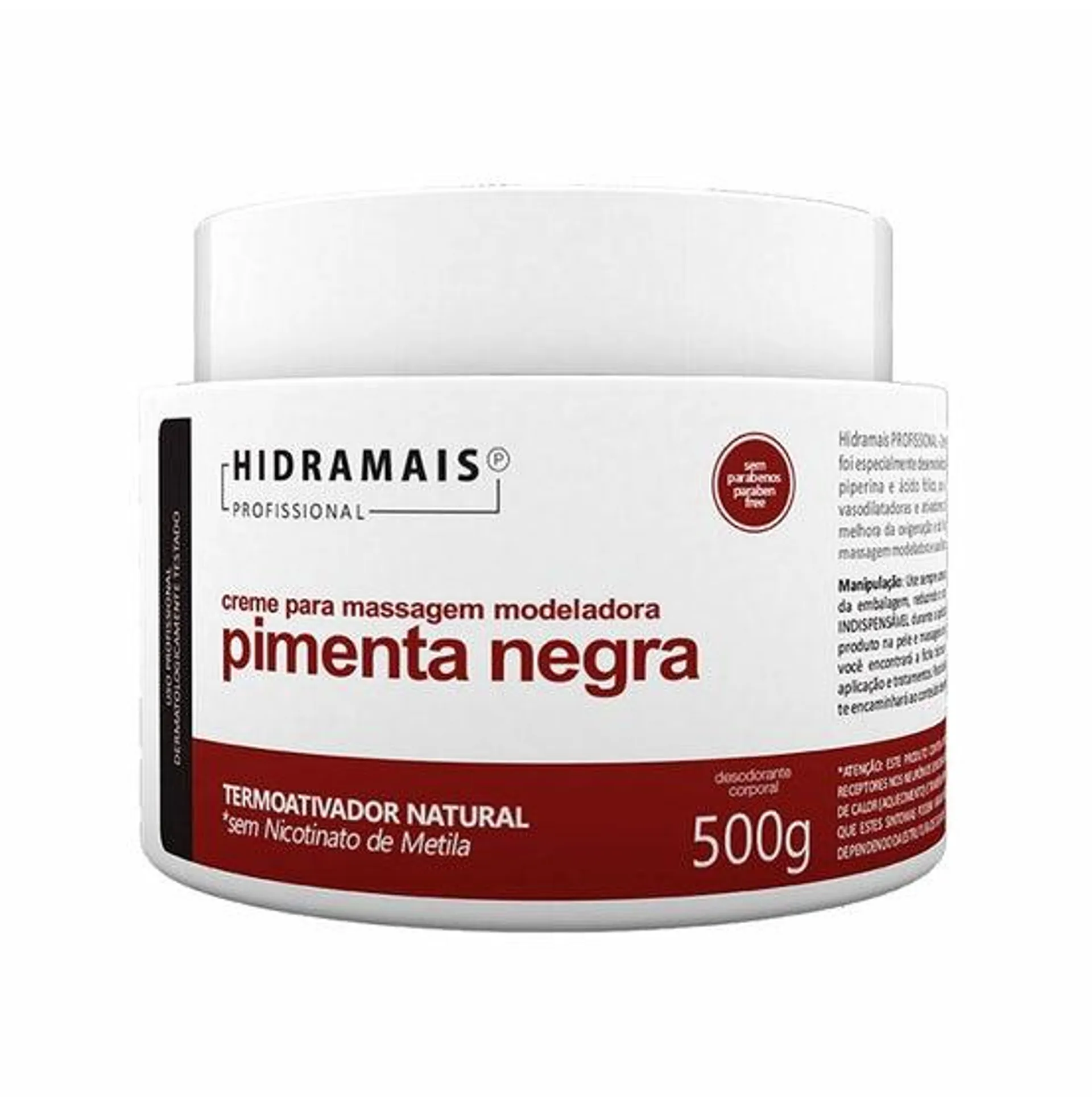 Creme Para Massagem Hidramais Pimenta Negra 500Gr