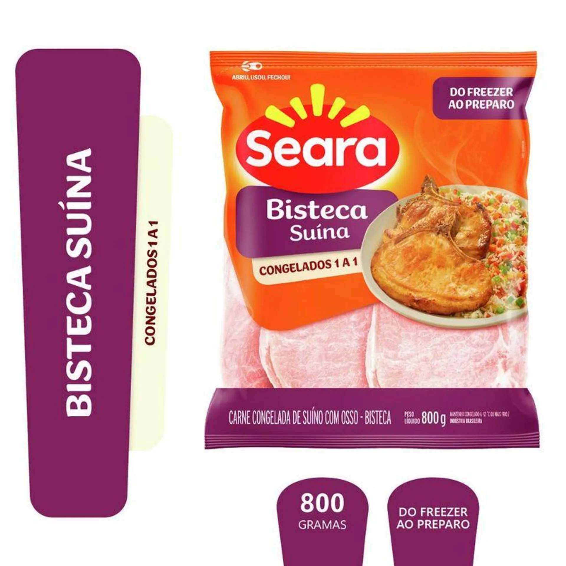 Bisteca suína congelada Seara IQF 800g